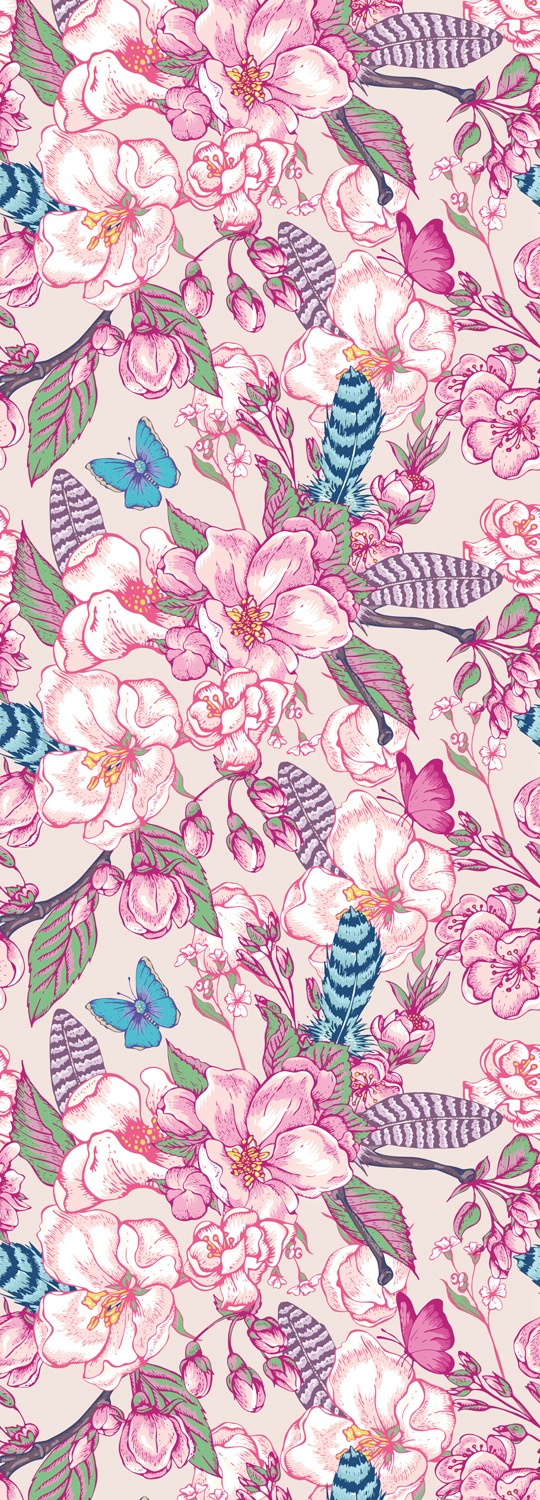 Image of queence Vinyltapete "Mia" Motiv bedruckt botanisch floral gemustert natürlich glatt 90x250cm, selbstklebend, kinderleichte Anbringung, Sticker