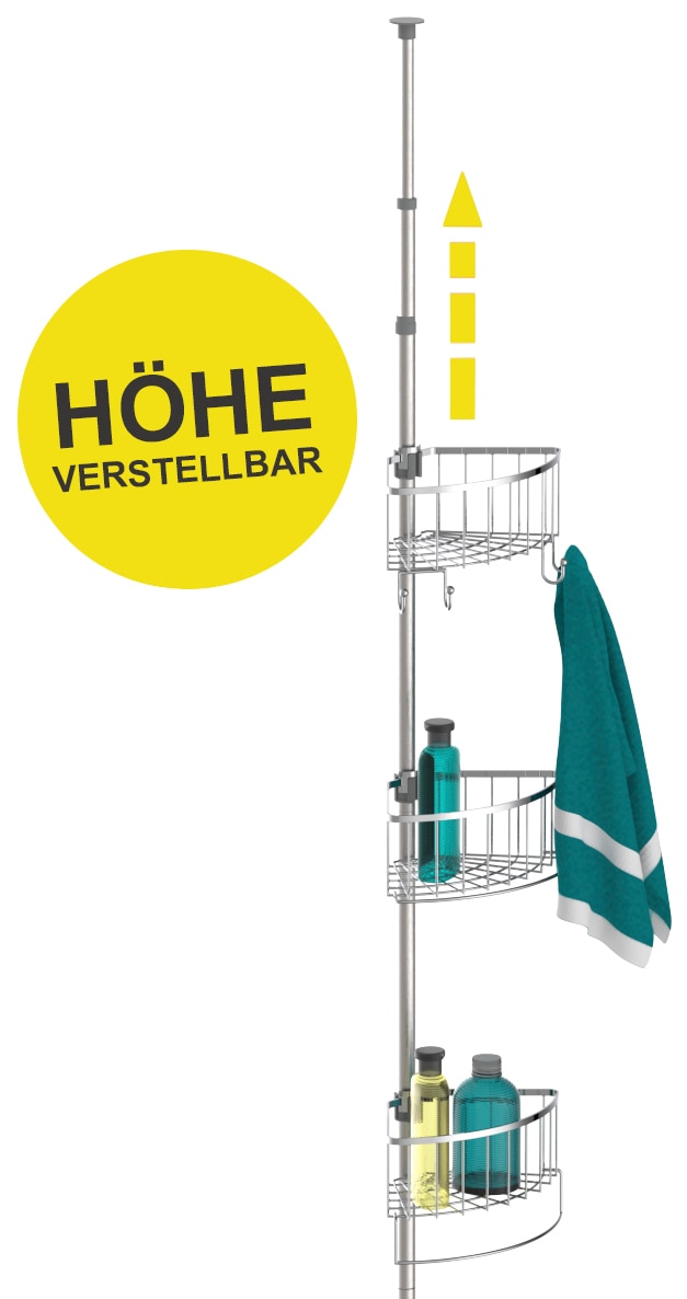 Eisl Etagère de douche »Teleskop« hauteur réglable, 4 paniers amovibles, acier inoxydable, montage facile