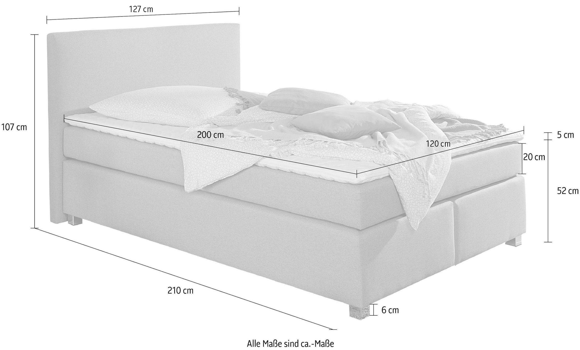 Home affaire Lit boxspring »Eliana« incl. topper, en 4 largeurs, 3 types de matelas et 2 degrés de fermeté
