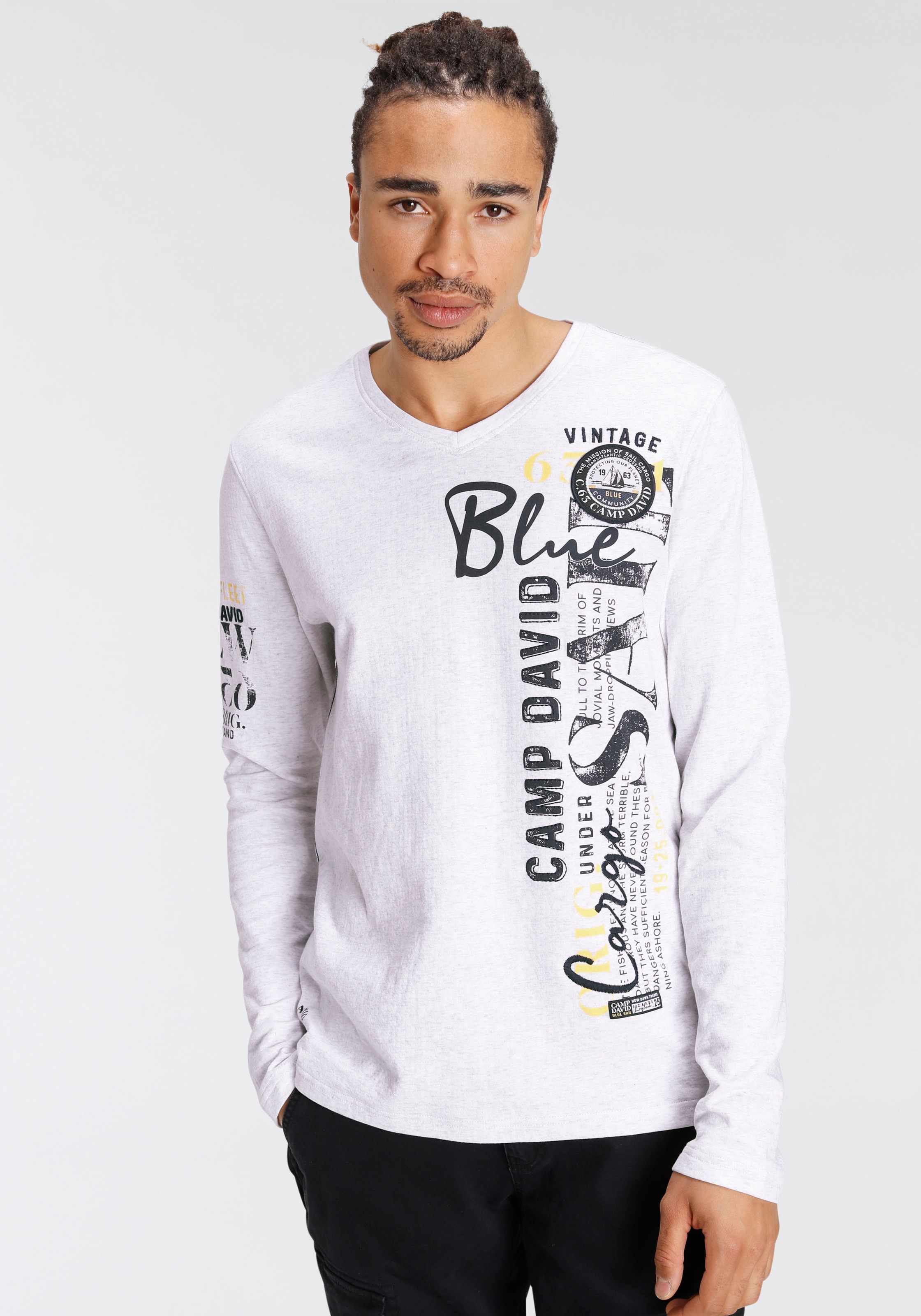 Image of CAMP DAVID Langarmshirt, mit V-Ausschnitt bei Ackermann Versand Schweiz