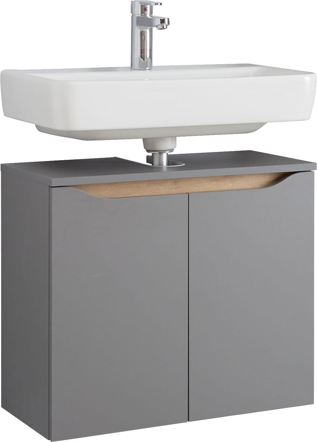 Saphir Armoire sous lavabo »Quickset Unterbeckenschrank, 60 cm breit, 2 Türen« meuble sous-lavabo avec découpe siphon, sans lavabo, sans poignées