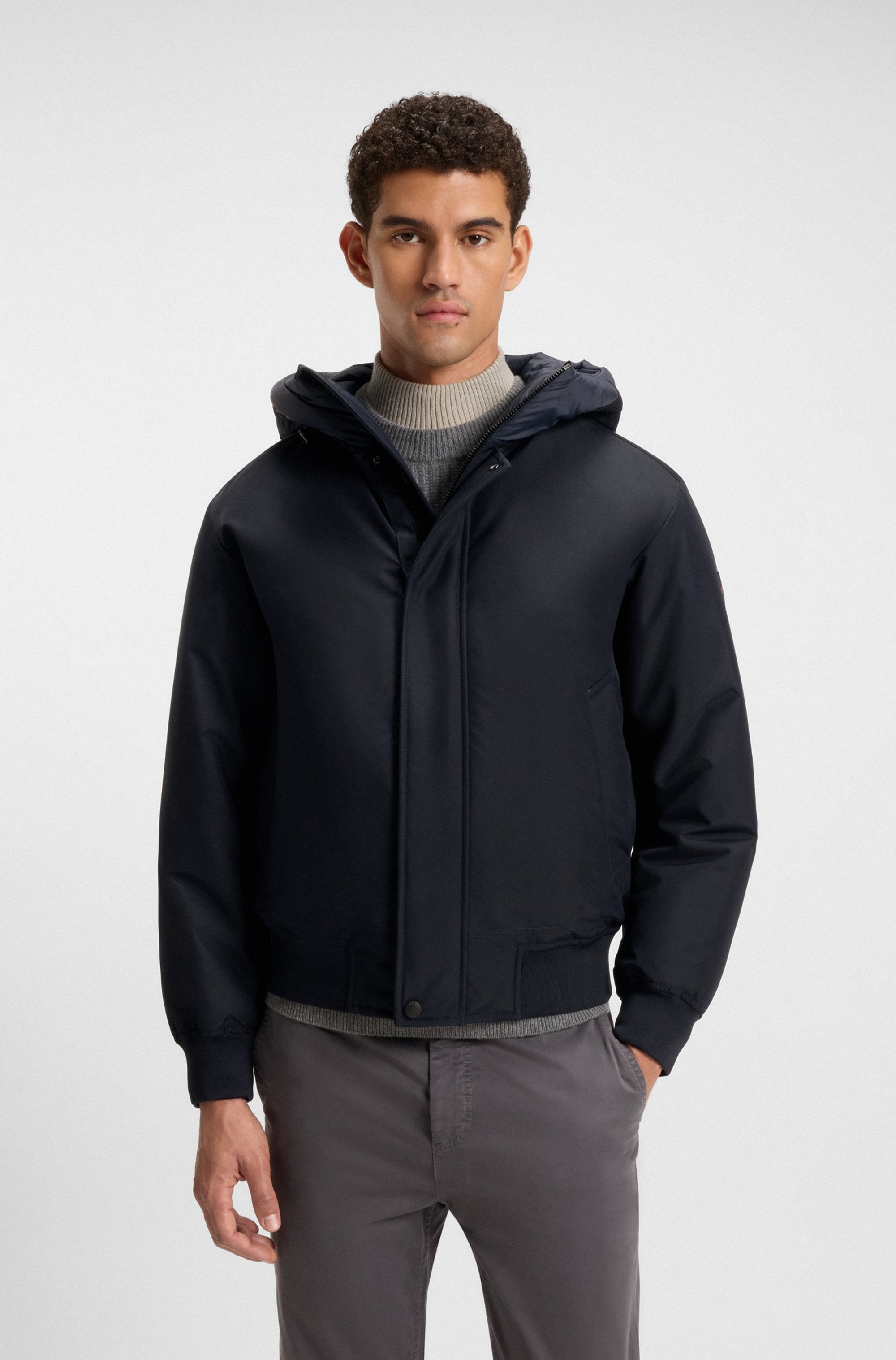 Image of BOSS ORANGE Blouson "Osis" mit Kapuze relaxed fit, mit wattierter Kapuze, verdeckter Reissverschluss