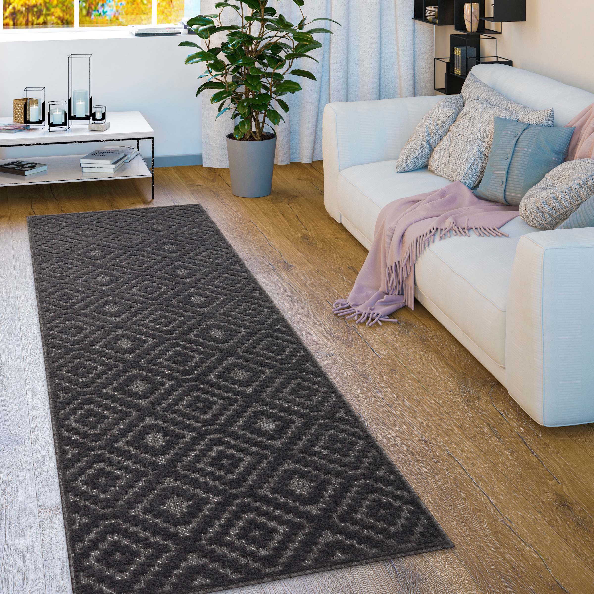 Paco Home Teppich »Livorno 672«, Hoch-Tief Muster, geeignet Rauten Effekt, Uni-Farben, Scandi, kaufen rechteckig, Outdoor