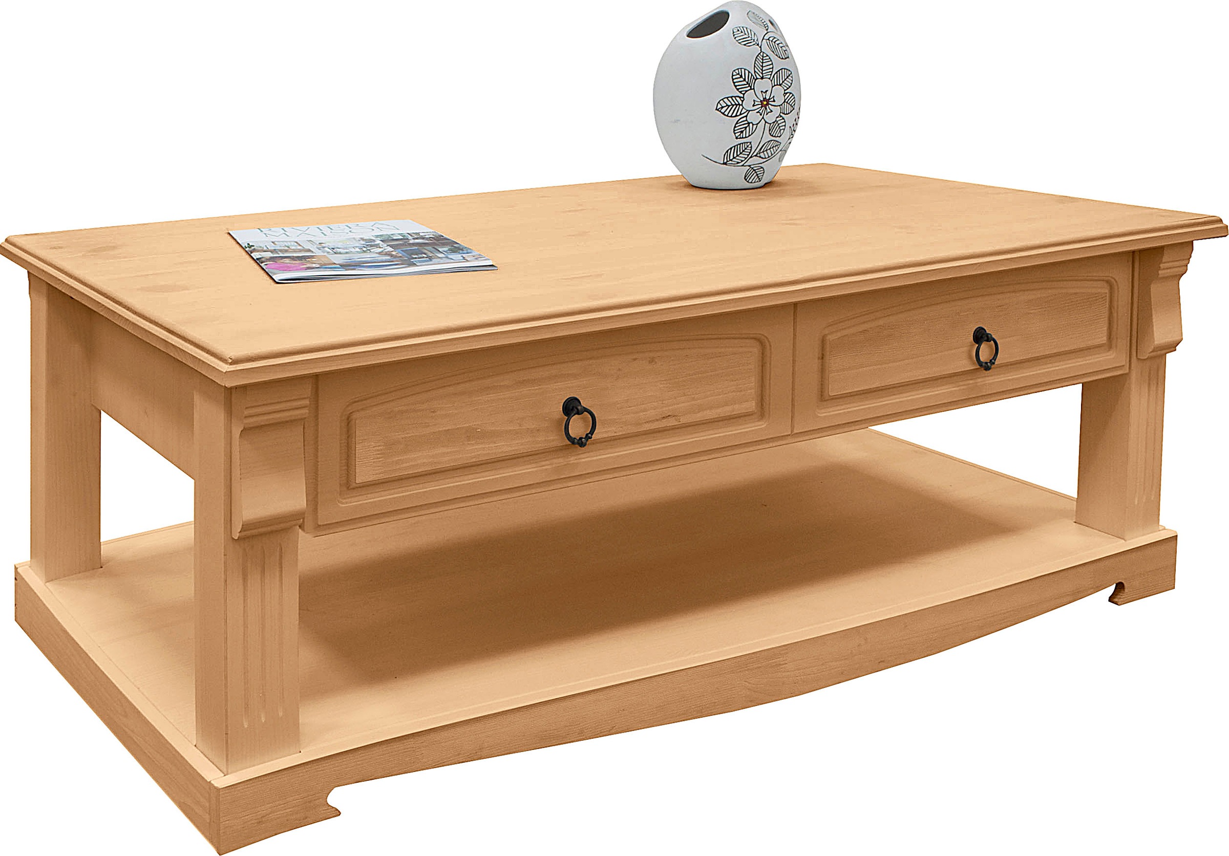 Image of GOODproduct Couchtisch "Anna" Gesamtmasse (B/T/H): ca. 120/65/43 cm, Kaffeetisch mit Schublade und Ablage, Massivholz, FSC