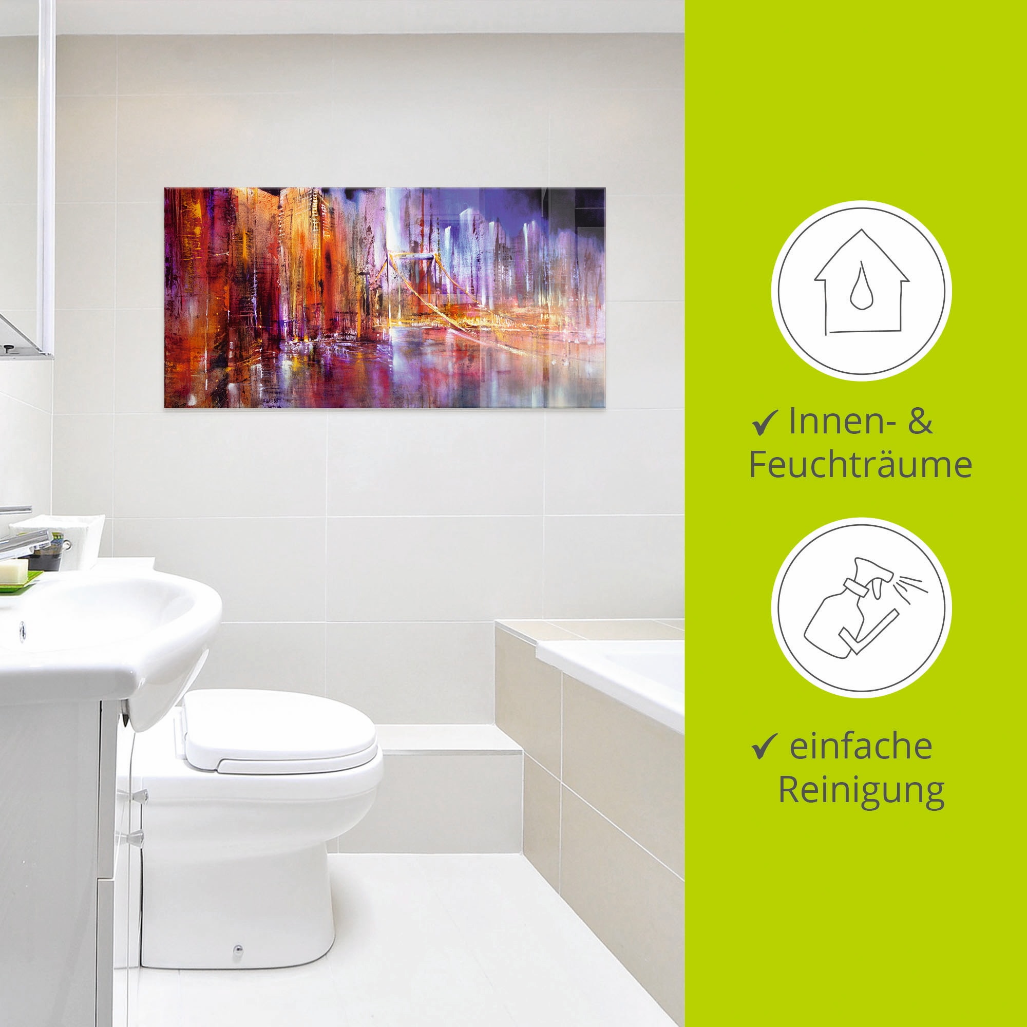 Artland Glasbild »Stadtansicht II« Brücken 1 Stk. tlg. in verschiedenen Grössen