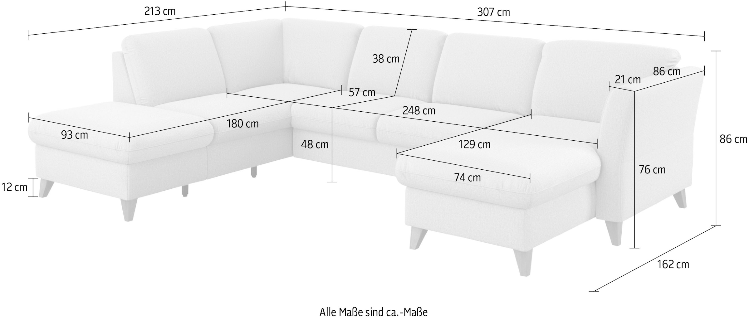 Home affaire Wohnlandschaft »Trelleborg U-Form« Federkern-Polsterung, wahlweise mit Bettfunktion und Stauraum