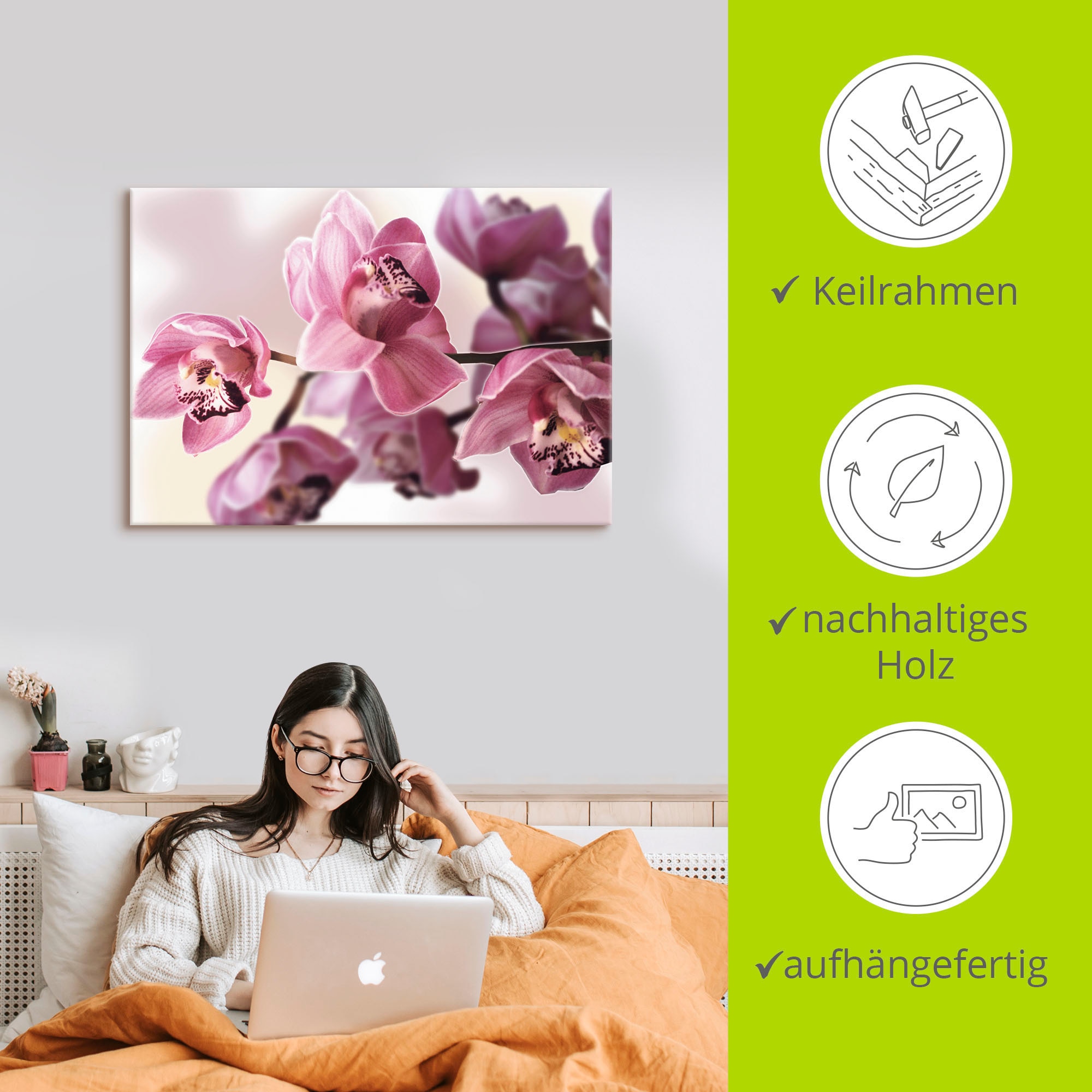 Artland Tableau sur toile »Rosa Orchidee« 1 cuis tlg. auf Holzrahmen gespannt