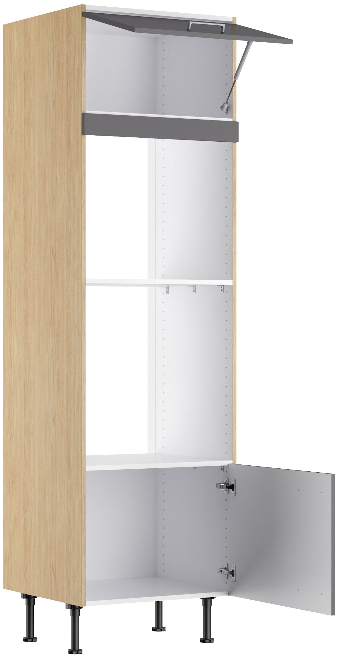 KOCHSTATION Armoire pour micro-ondes »KS-Lucy« Breite 60 cm, mit 1 Tür, 1 Klappe, Soft-Close, höhenverstellbare Füsse