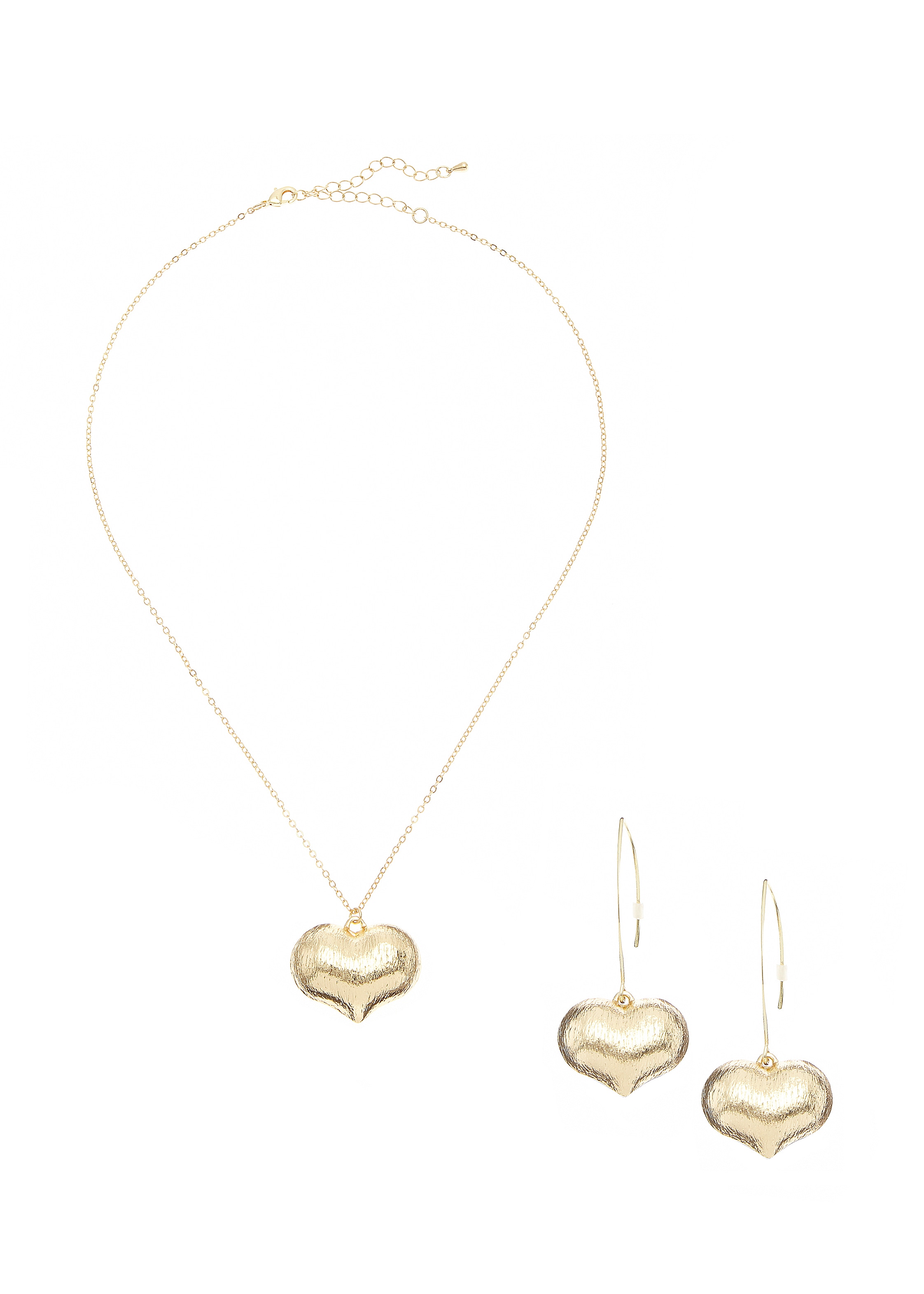 Image of LASCANA Ohrring und Ketten Set (Set, 3 Stk. tlg.), 2-teiliges Set aus Halskette und Ohrringe mit Herzanhänger