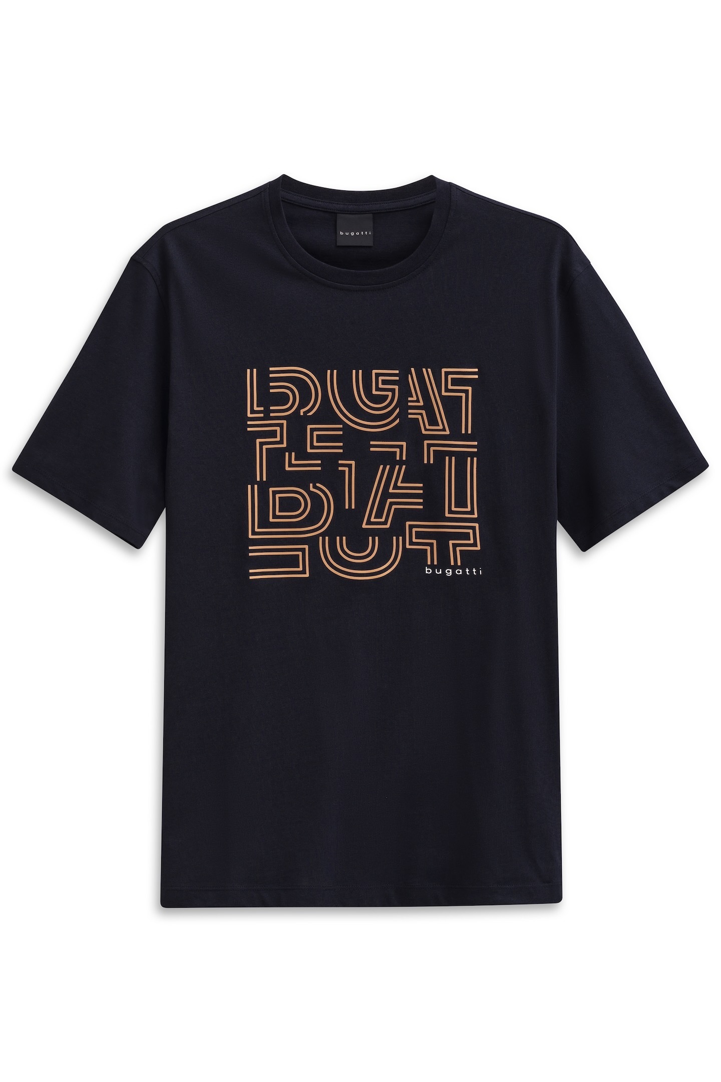 bugatti T-shirt »Modern Fit« mit Logo-Print und Rundhals aus Baumwolle