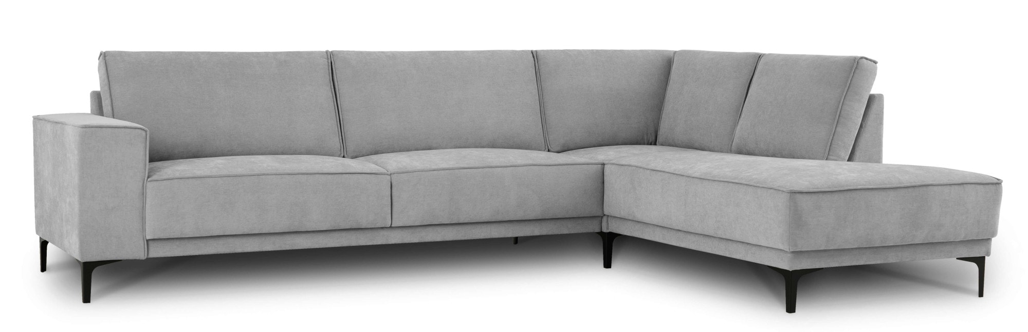 Places of Style Ecksofa »Polsterecke Oland, Struktur, Flachgewebe, Luxus-Microfaser, Boucle«, L-Form, 289 cm, Wellenunterfederung, Skandi-Design, Metallfüsse