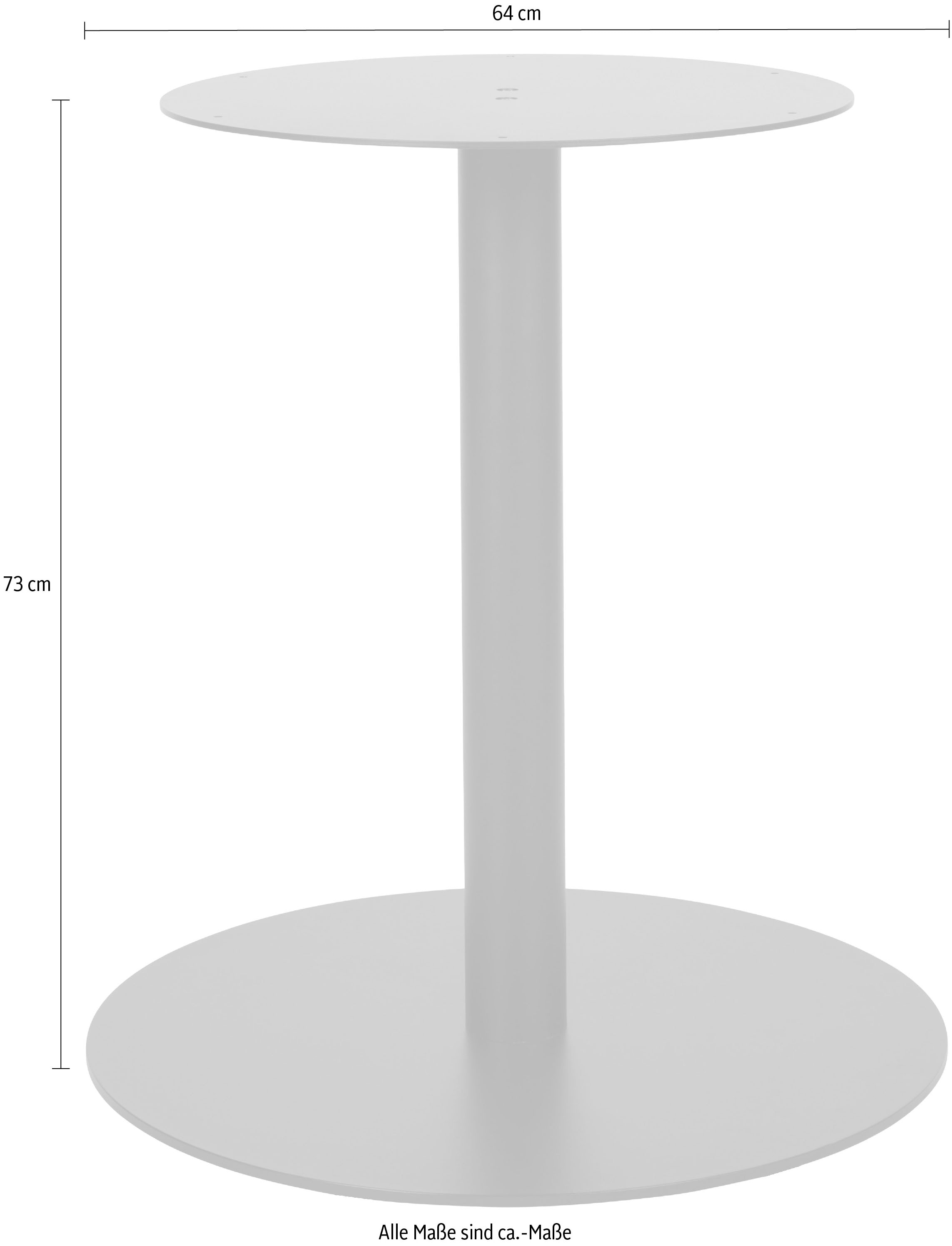 WOOOD Pied de table »Tablo rund aus Metall mit Pulverbeschichtung Ø 64 x H 73 cm« Plaque de base Ø 64 cm, capacité de charge 35 kg, facile à monter