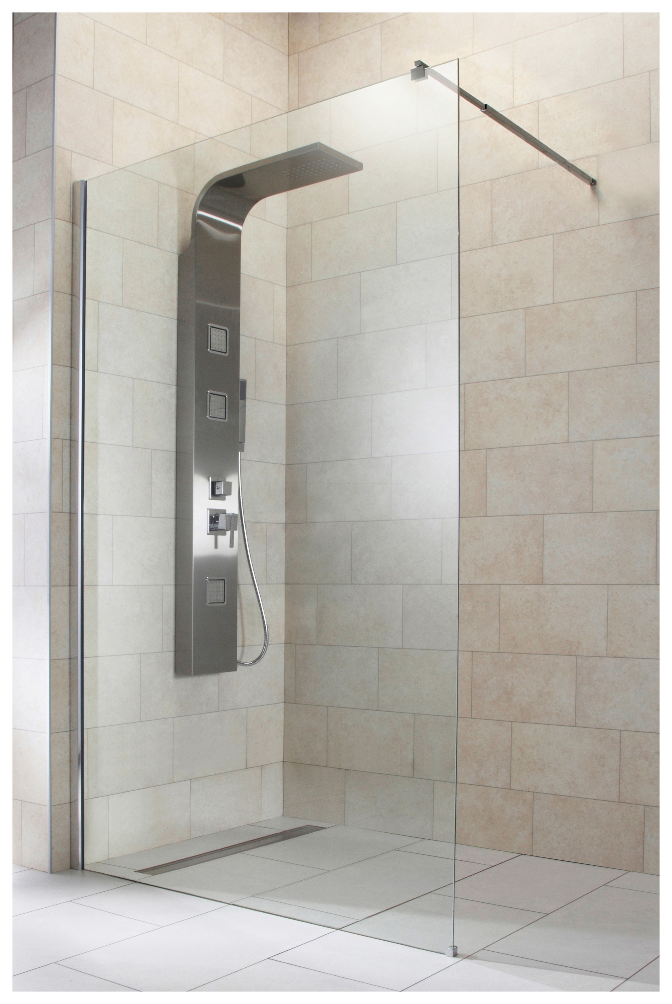 welltime Walk-in-Dusche "Tropea light" Inklusive verstellbarem Wandarm