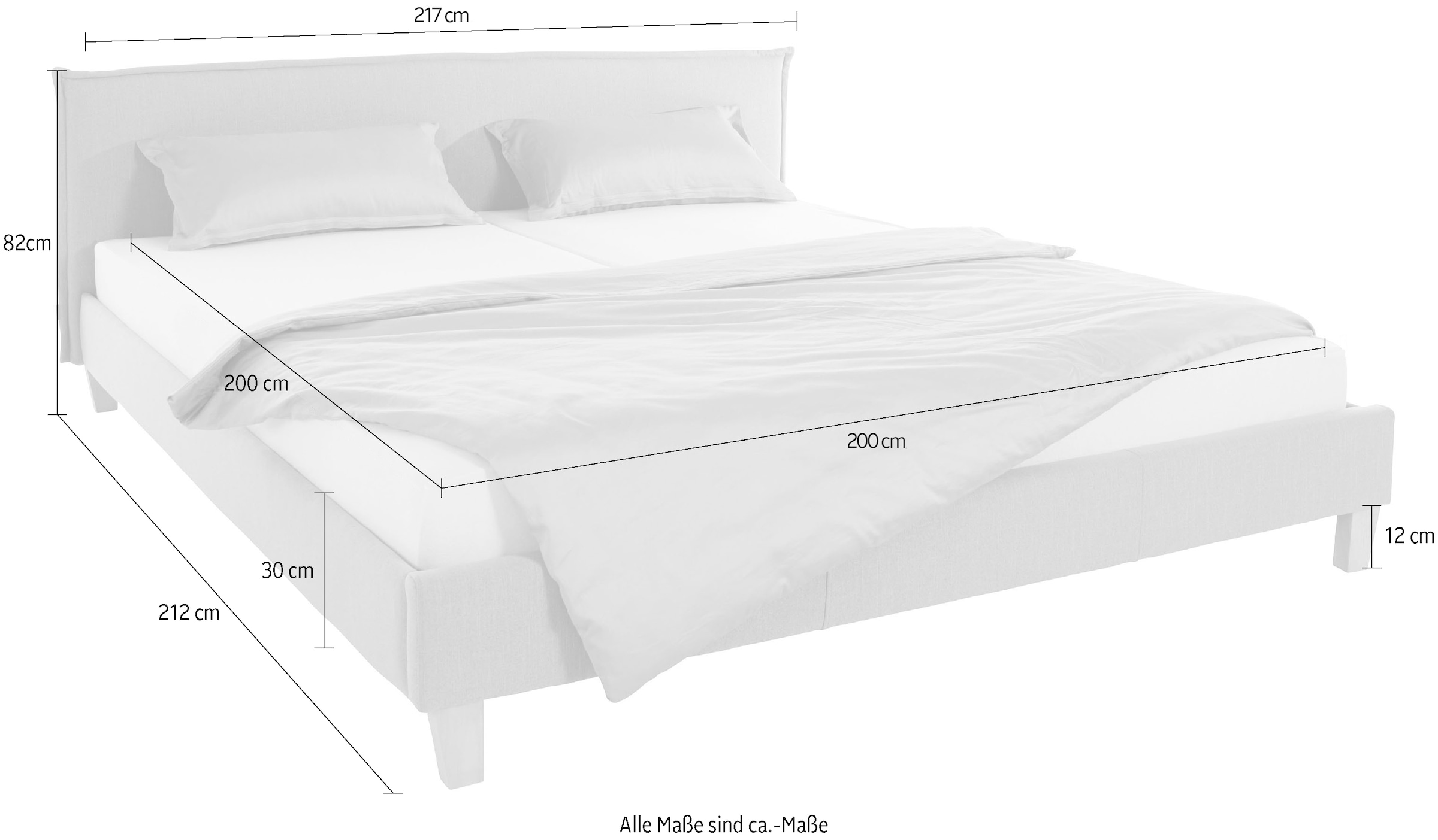 GOODproduct Polsterbett »Heddi«, in 5 Breiten: von 90cm-200cm, Biese am Kopfteil, Strukturstoff