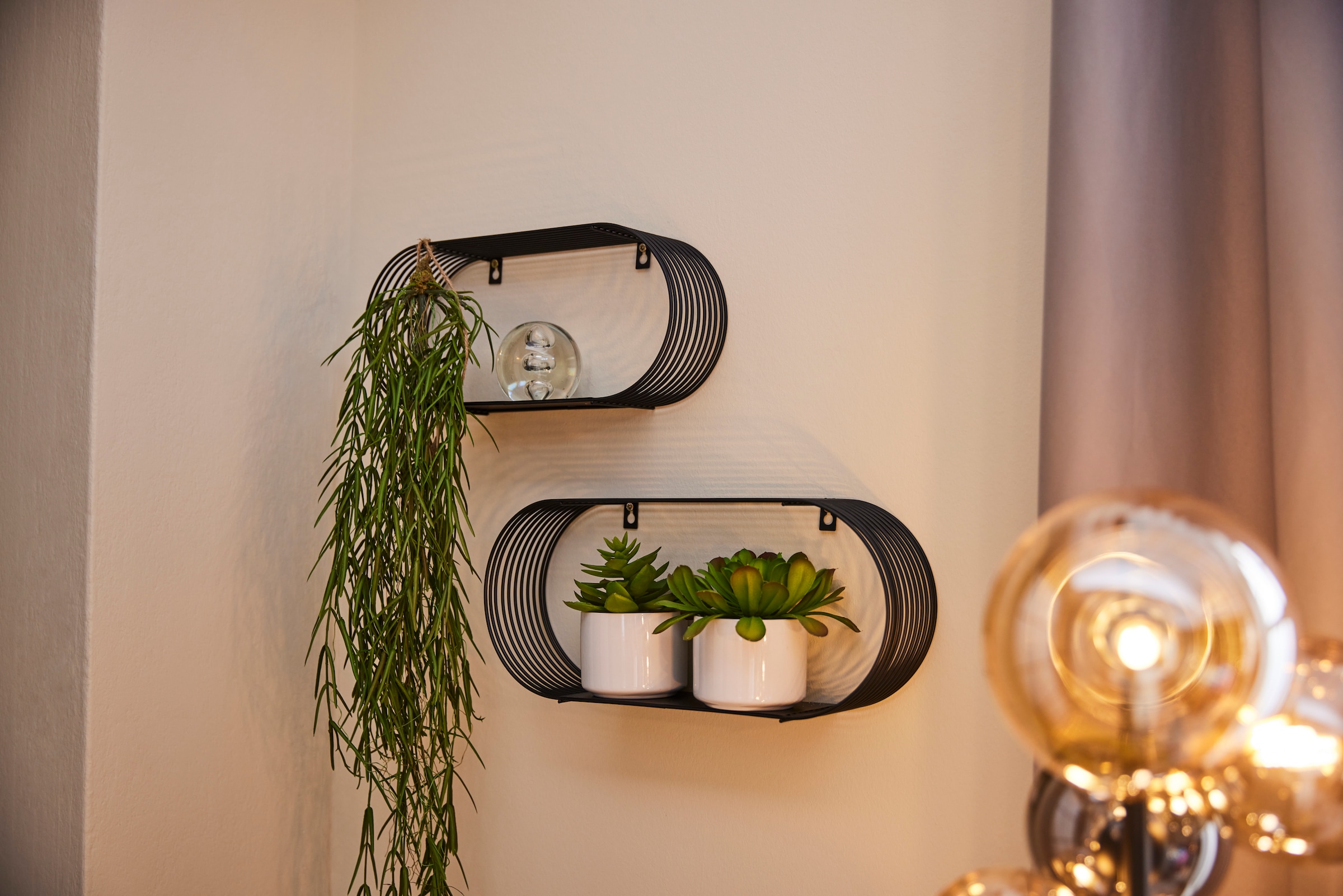 MIRRORS AND MORE Wandregal »Joyce« Set, 2 Stk. tlg. Mit Metallstreben, Wandmontage
