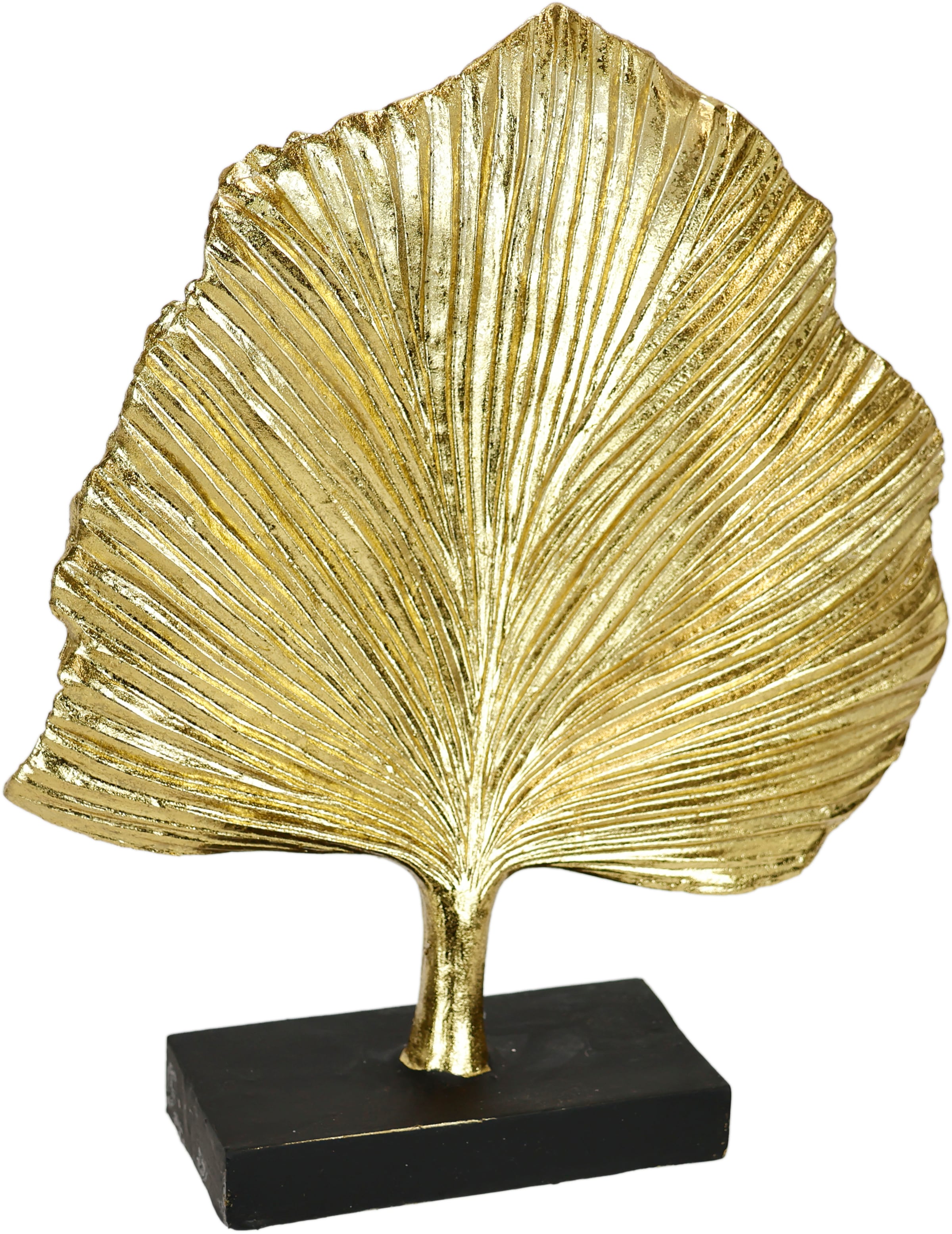Image of I.GE.A. Dekofigur "Ginkgo Blatt Statue" Ornamente Skulptur Dekoration Figuren Geschenkidee, gold