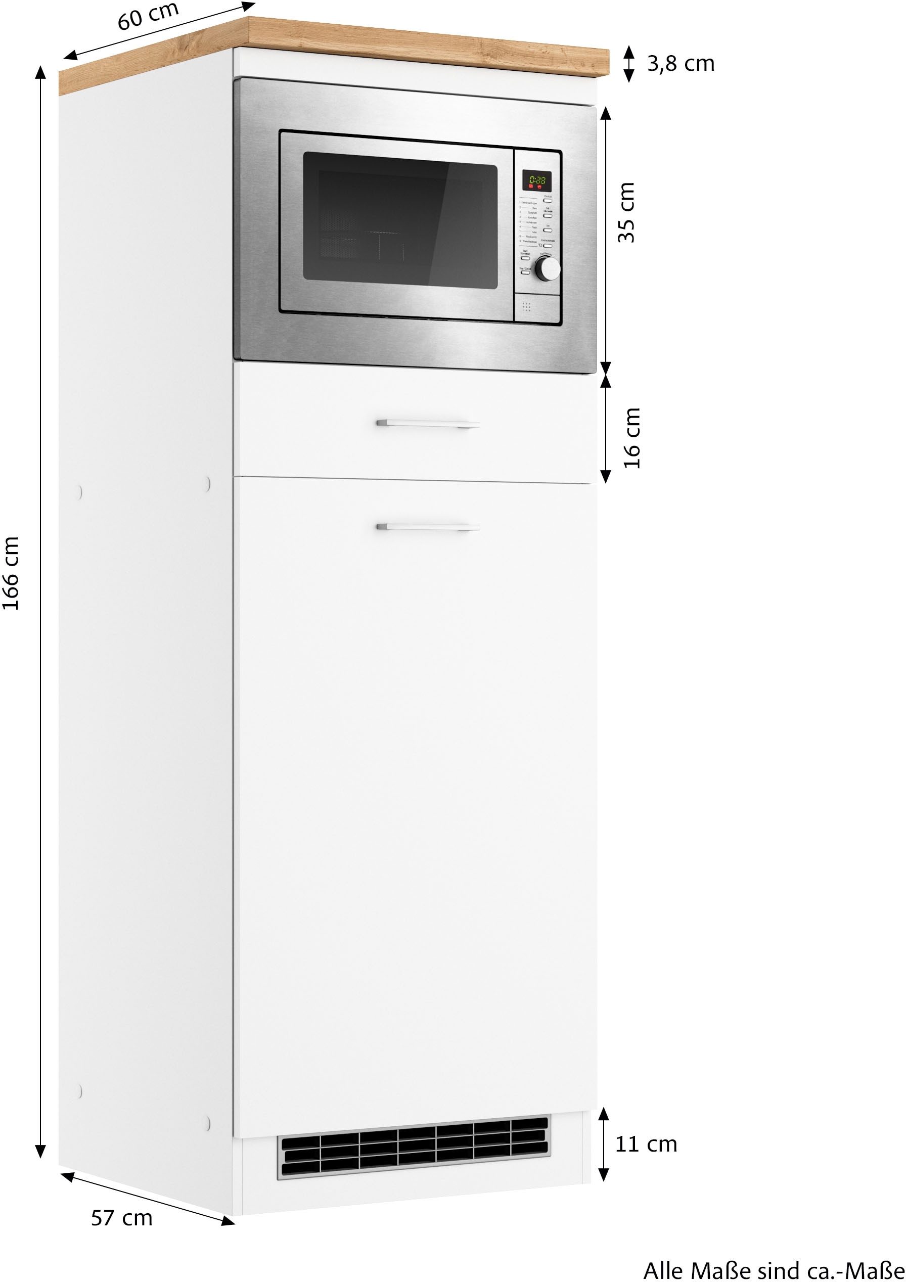 KOCHSTATION Four/réfrigérateur encastrable »KS-Milan« meuble micro-ondes-réfrigérateur 60 cm, mat ou brillant