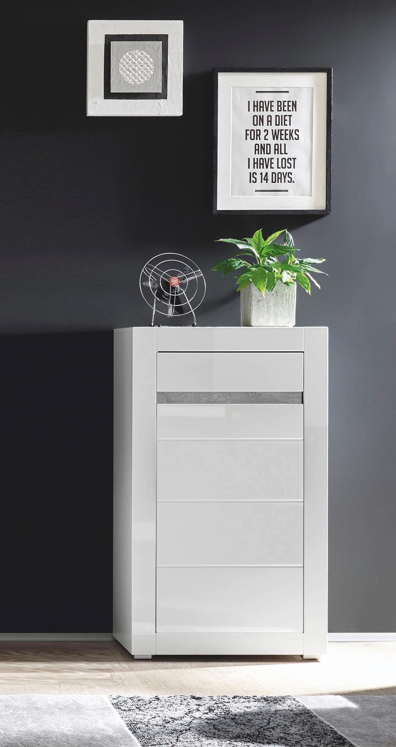 Image of Home affaire Kommode "Carat" Breite 66 cm, Blende in weiss und betonfarben im Lieferumfang