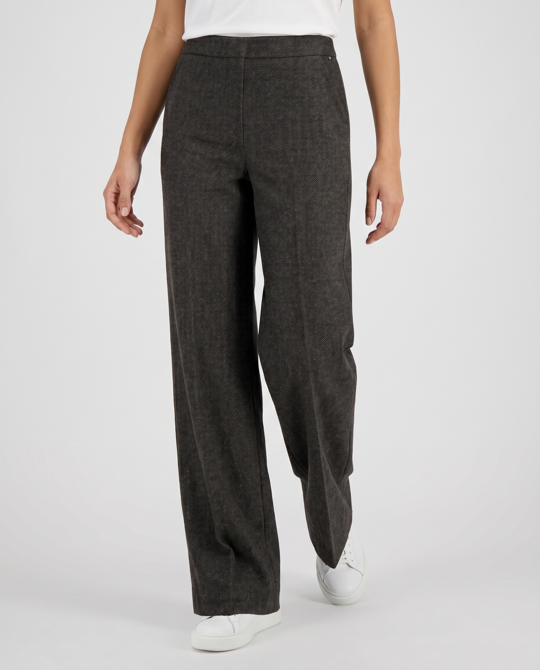 Image of Stehmann Schlupfhose mit Fischgrätmuster und weitem Bein / Stretch
