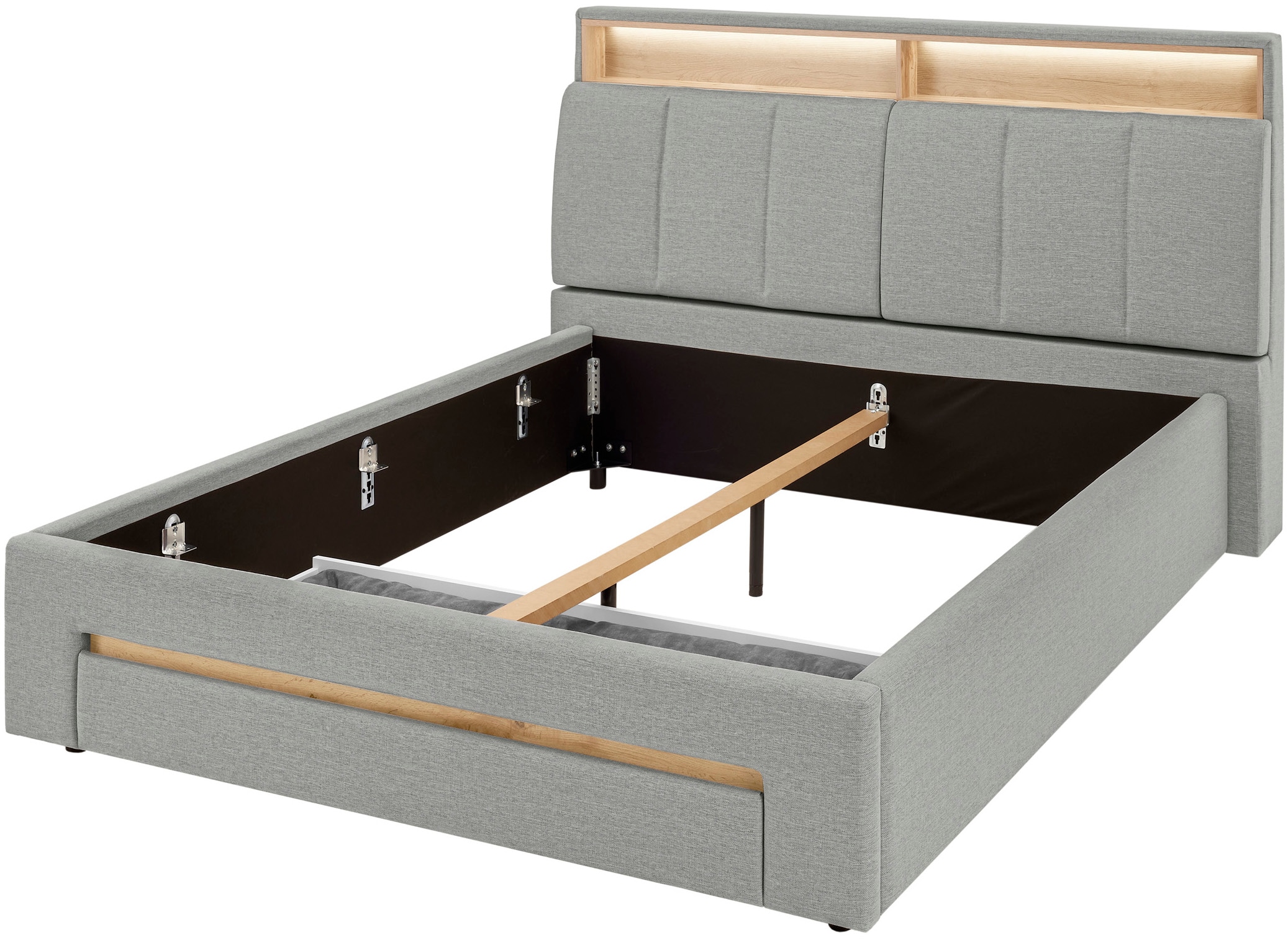 INOSIGN Lit rembourré »CiTY/GiRON,, gepolstertes Stauraumbett, mit LED Beleuchtung« Bettkasten mit Hundebett oder als Stauraum, klappbare Kopfteile