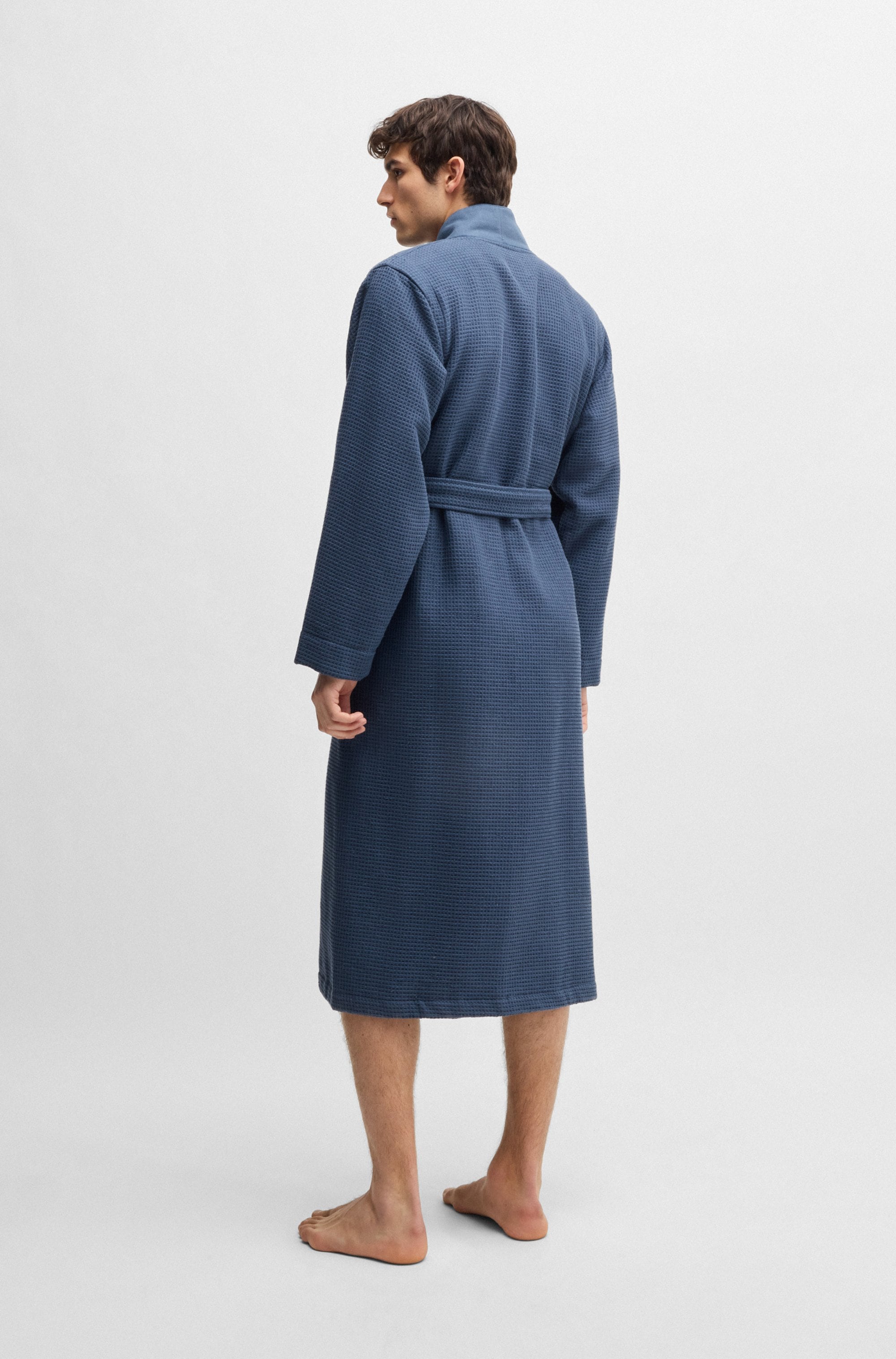 BOSS Morgenmantel »Waffle Kimono« mit grossem BOSS Logo aus Velours