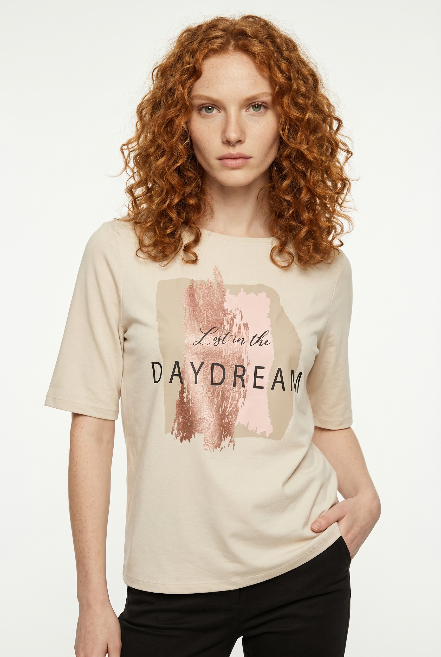 Image of ONLY CARMAKOMA Rundhalsshirt "CARNICKY LIFE 2/4 SLEEV BOATNECK TEE JRS"