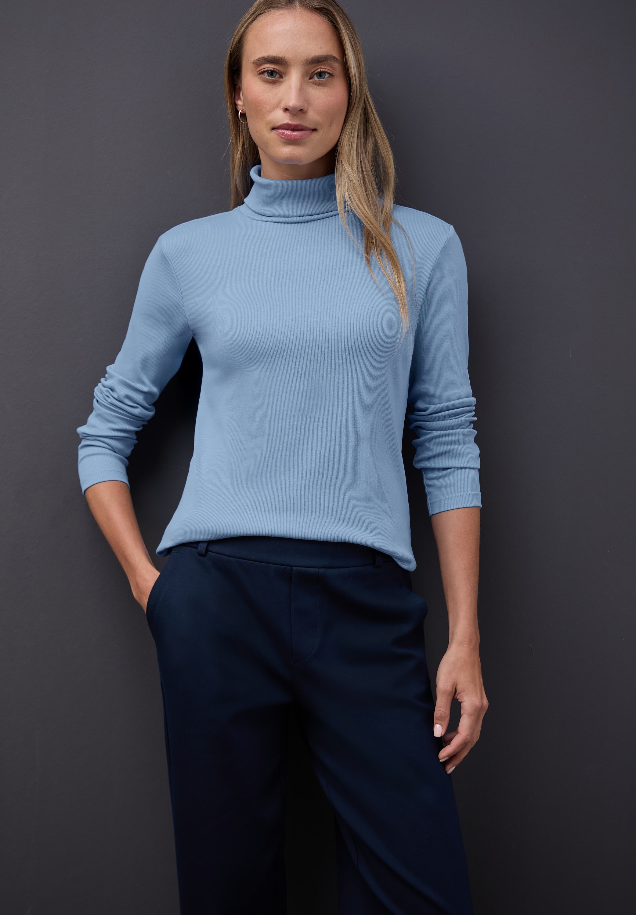 STREET ONE Langarmshirt mit Rippstruktur