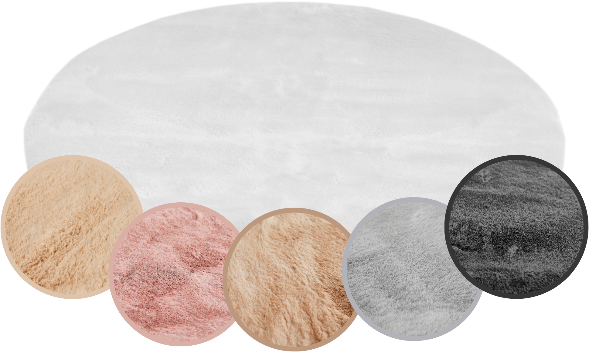 my home Tapis à poils longs »Lugano« Rond 30 mm Höhe Kunstfell, Uni Farben, sehr weich & kuschelig