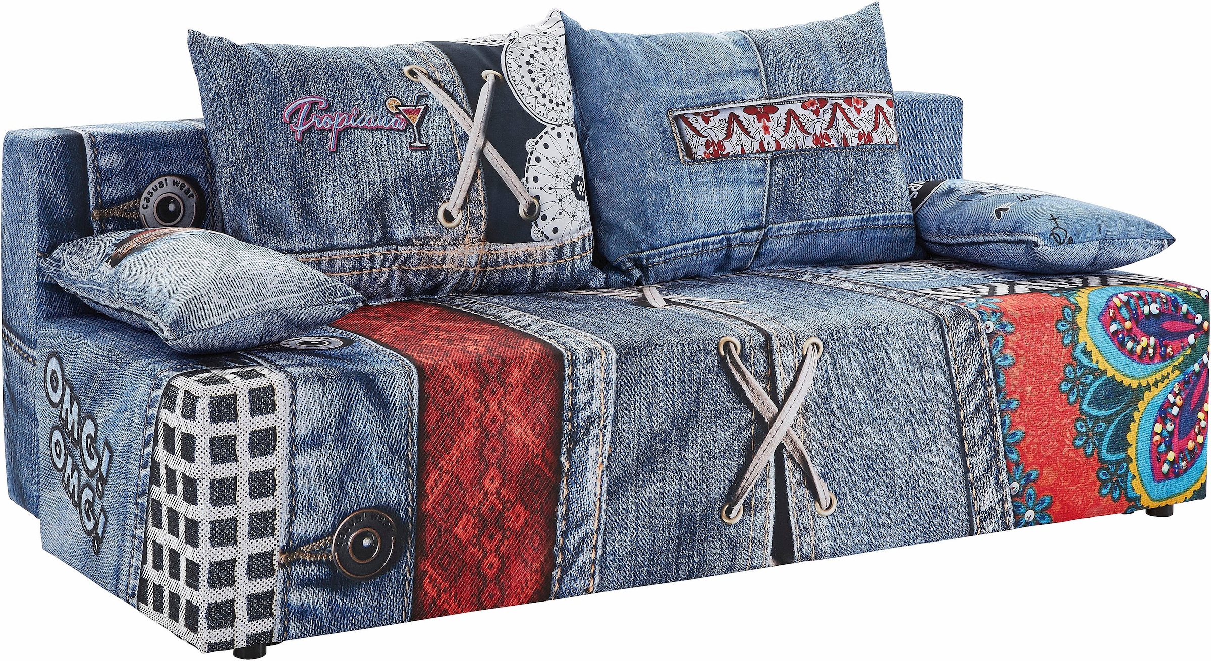 exxpo - sofa fashion Schlafsofa »Extravagantes Sofa für Individualisten mit Bettfunktion und Bettkasten«, in aussergewöhnlichen Bezugsvarianten, Solitärmöbel