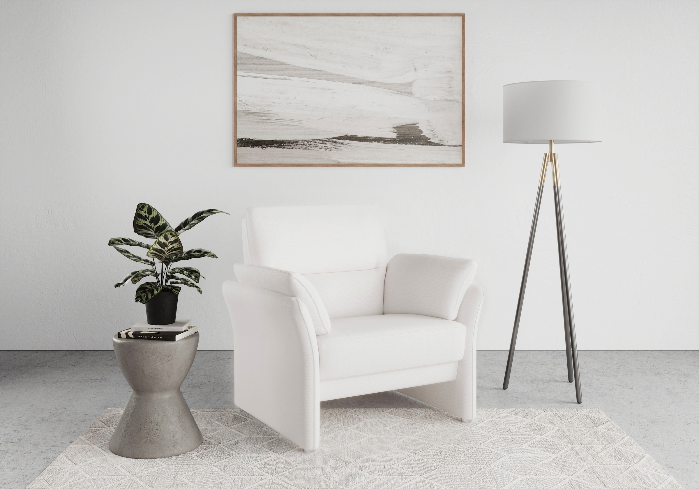 Image of DOMO collection Sessel "Pina elegant und zeitloser Clubsessel, bequemer Cocktailsessel" Hoher Sitzkomfort, Microfaser hochflorig, creme