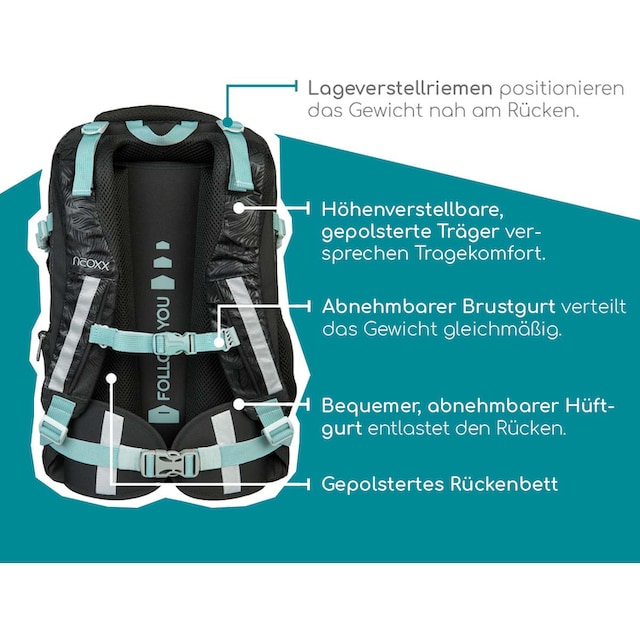 neoxx Schulrucksack »Active, Queen of the Nite«, reflektierende Details, aus  recycelten PET-Flaschen versandkostenfrei auf