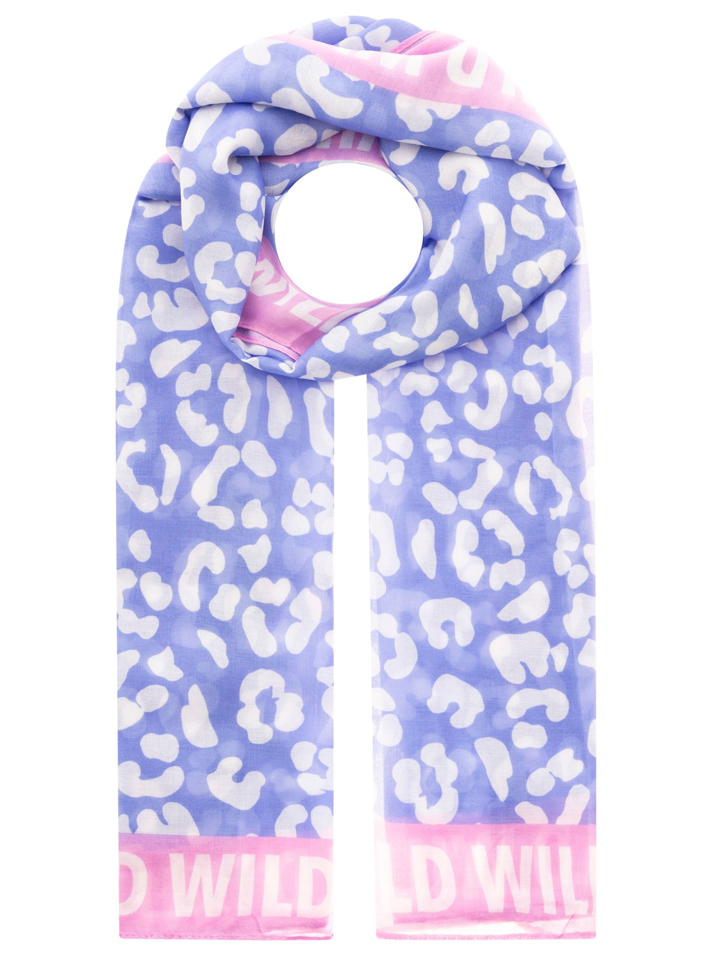 Zwillingsherz Écharpe »"Leo Dreams"« Leomuster und Schriftzug, transparenter Look