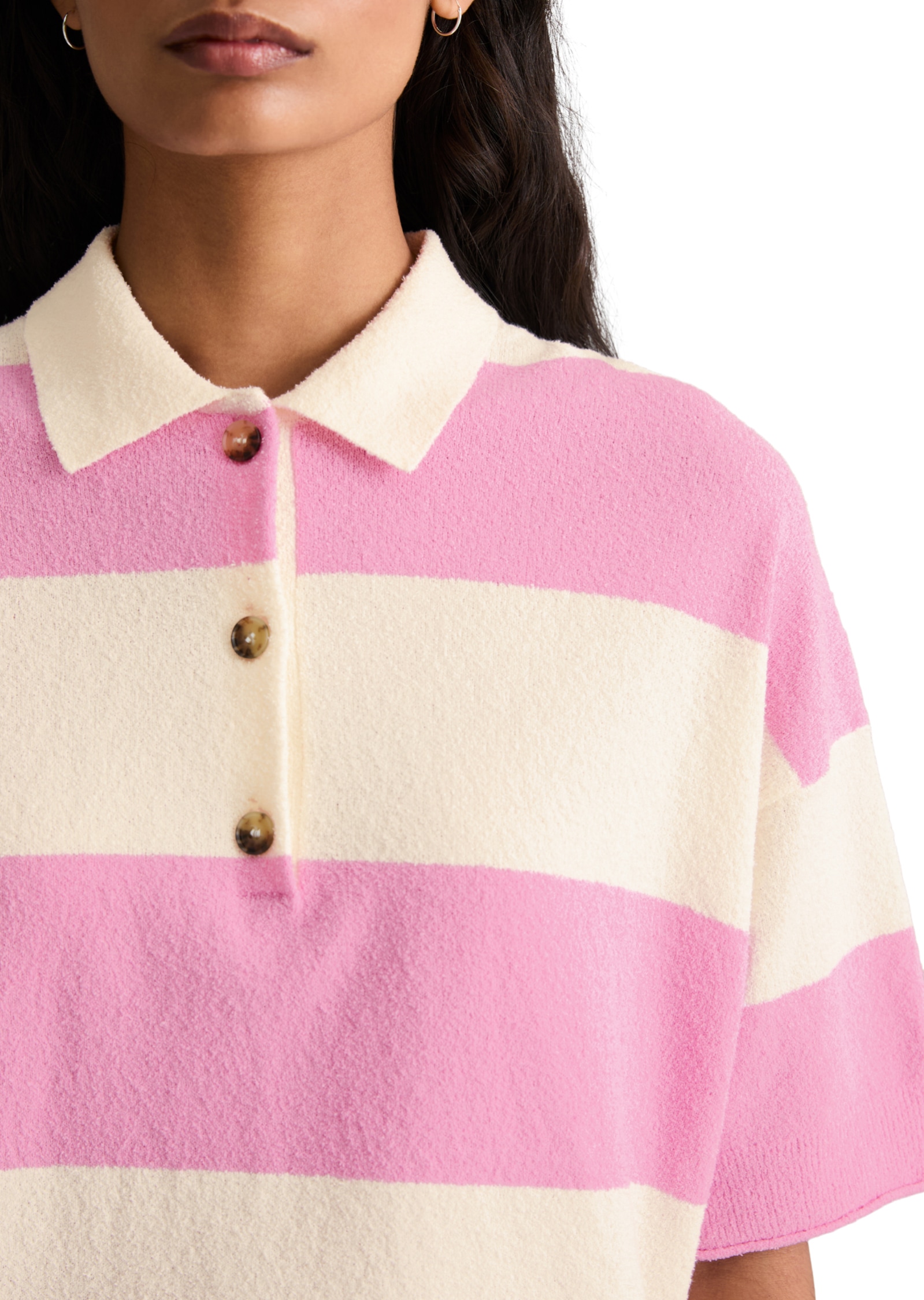 Marc O'Polo DENIM Poloshirt regular aus Crinkled Organic Cotton-Mix, Strick, mit Blockstreifen