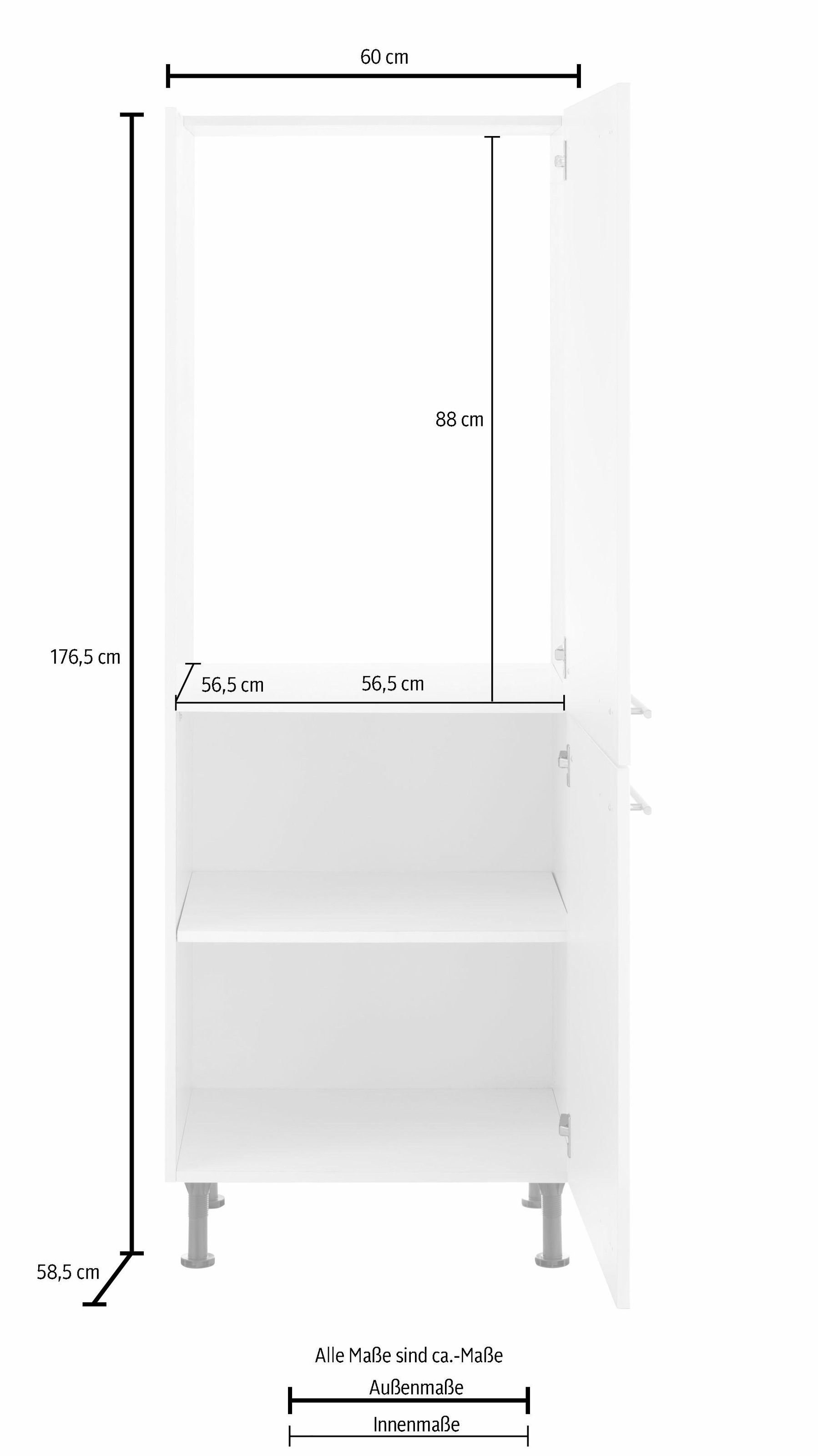 OPTIFIT Kühlumbauschrank "Bern" 60 cm breit, 176 cm hoch, höhenverstellbare Stellfüße, Nischenmaß 88