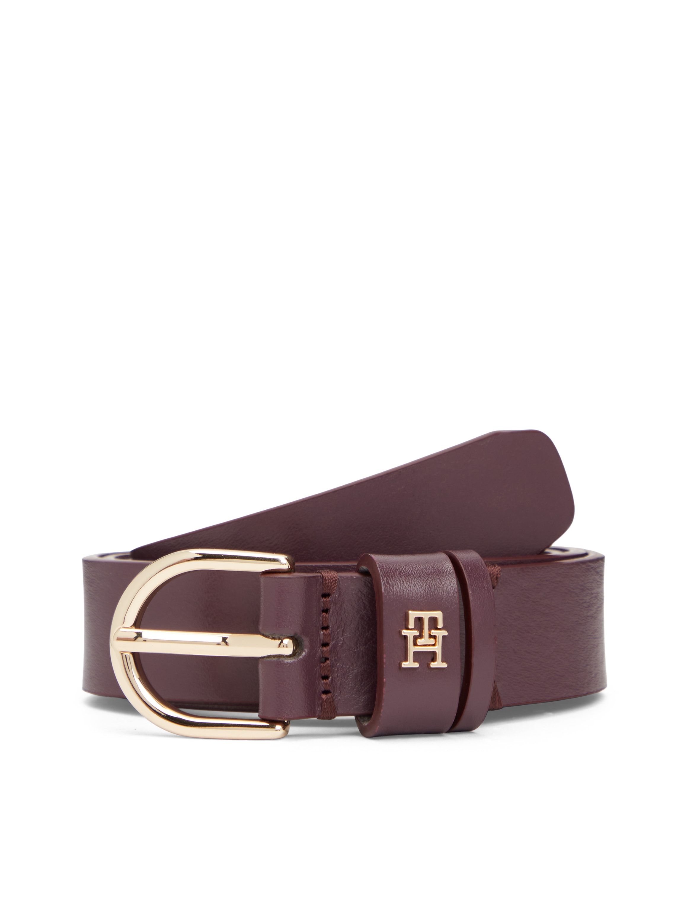 Tommy Hilfiger Ceinture en cuir »ESSENTIAL EFFORTLESS 2.5 cm breit GOLD« emblème logo, toucher doux, boucle ovale à simple ardillon