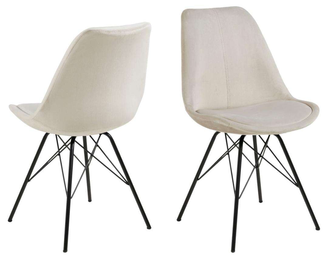 Image of ACTONA GROUP Esszimmerstuhl "Esstischstuhl Eris - modern und stilvoll in verschiedenen Farben" (Set) 2 Stk.Stoff sand, schwarzes Stahlgestell. 48,5x54x85,5 cm