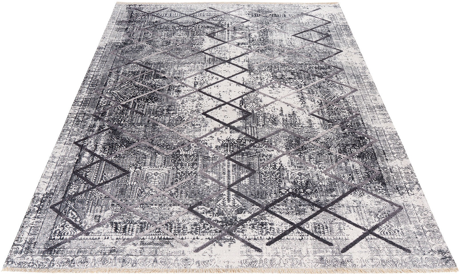 Image of Obsession Teppich »My Valencia 633«, rechteckig, 6 mm Höhe, recycelte Materialien, modernes Karo Design, mit Fransen, waschbar, In- und Outdoor geeignet, Wohnzimmer bei Ackermann Versand Schweiz