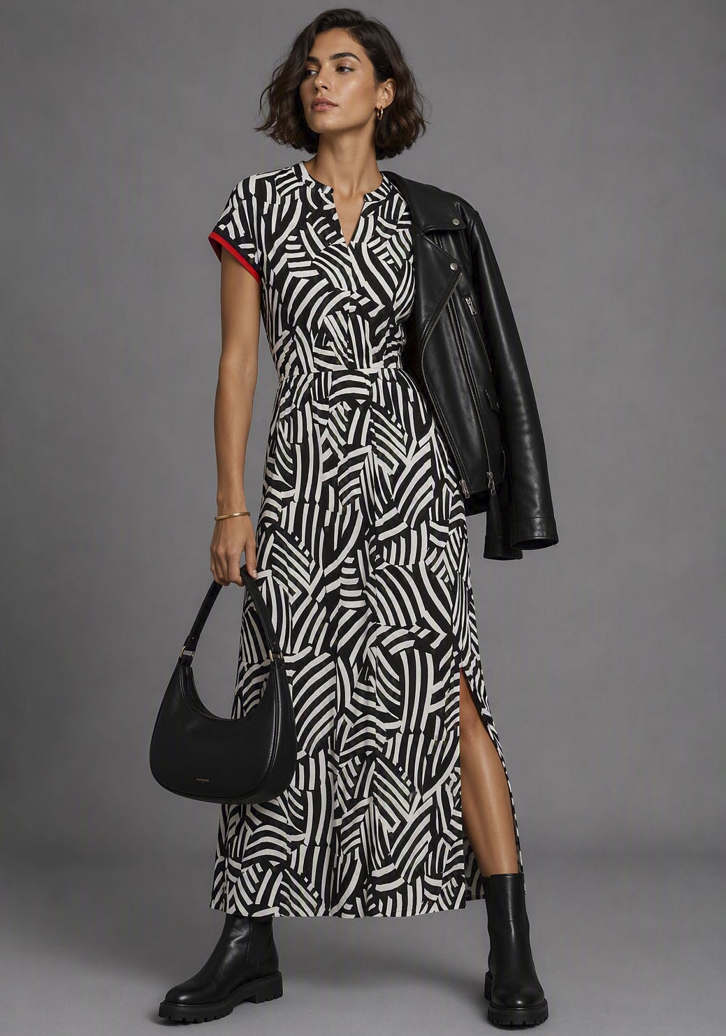 Image of Laura Scott Midikleid "aus weicher Stretchware" abstraktes Design, mit Kontrastfarbenen Details