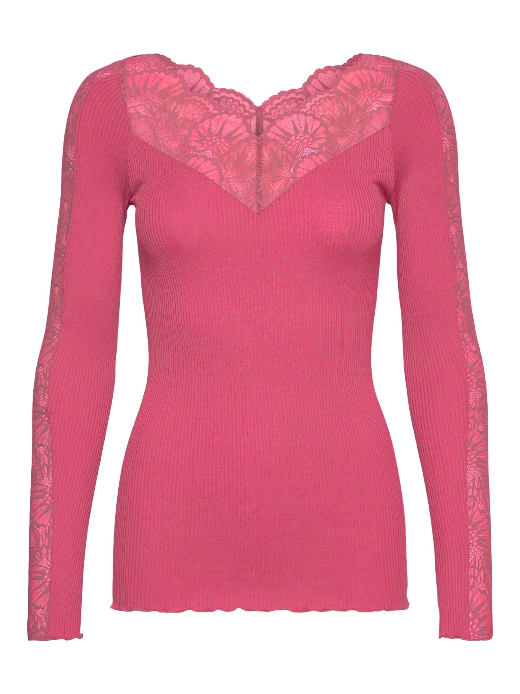 rosemunde Chemise en dentelle »Beatha lace longsleeve« elastisch weiche Vintage-Spitze am Ausschnitt und entlang der Ärmel