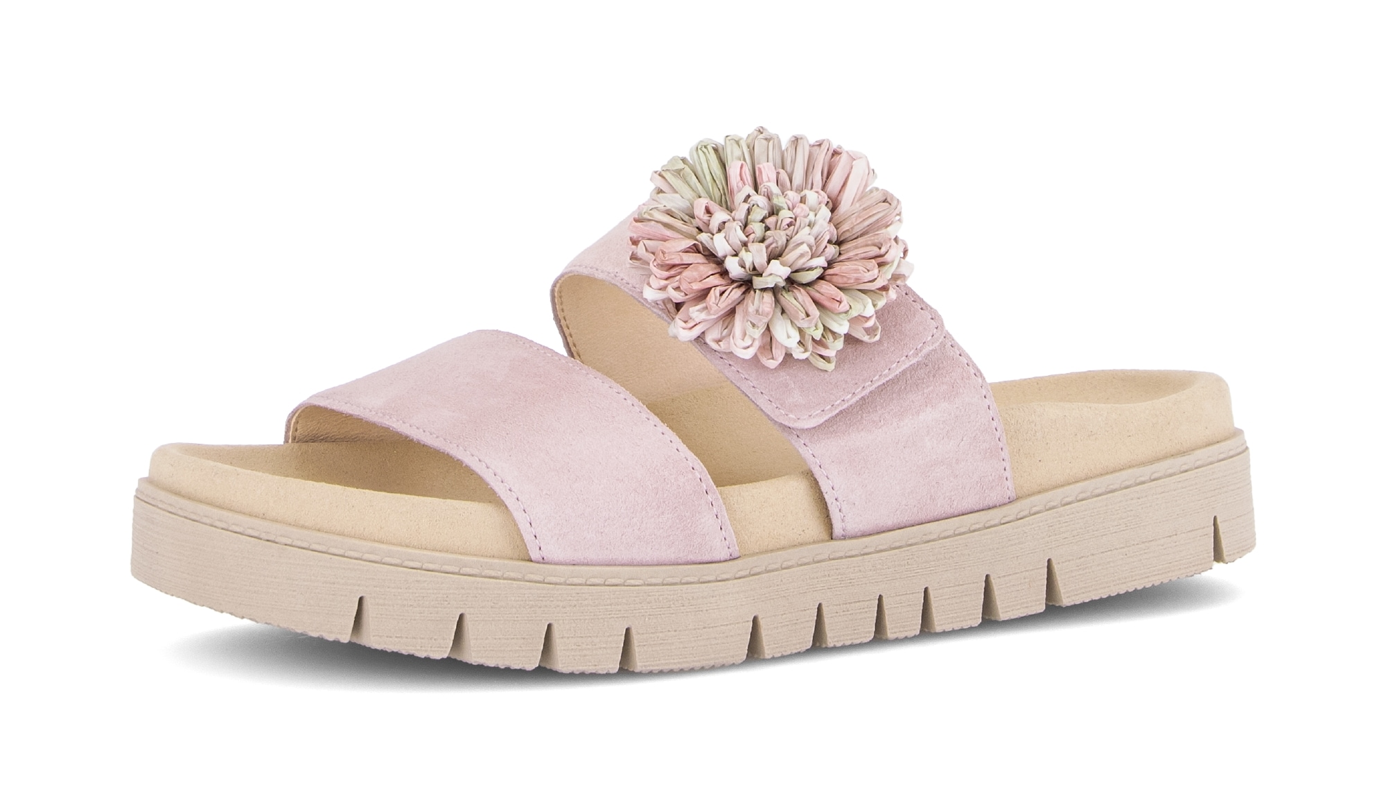 Image of Gabor Pantolette Plateau, Sommerschuh, Schlupfschuh mit Bast-Zierblüte