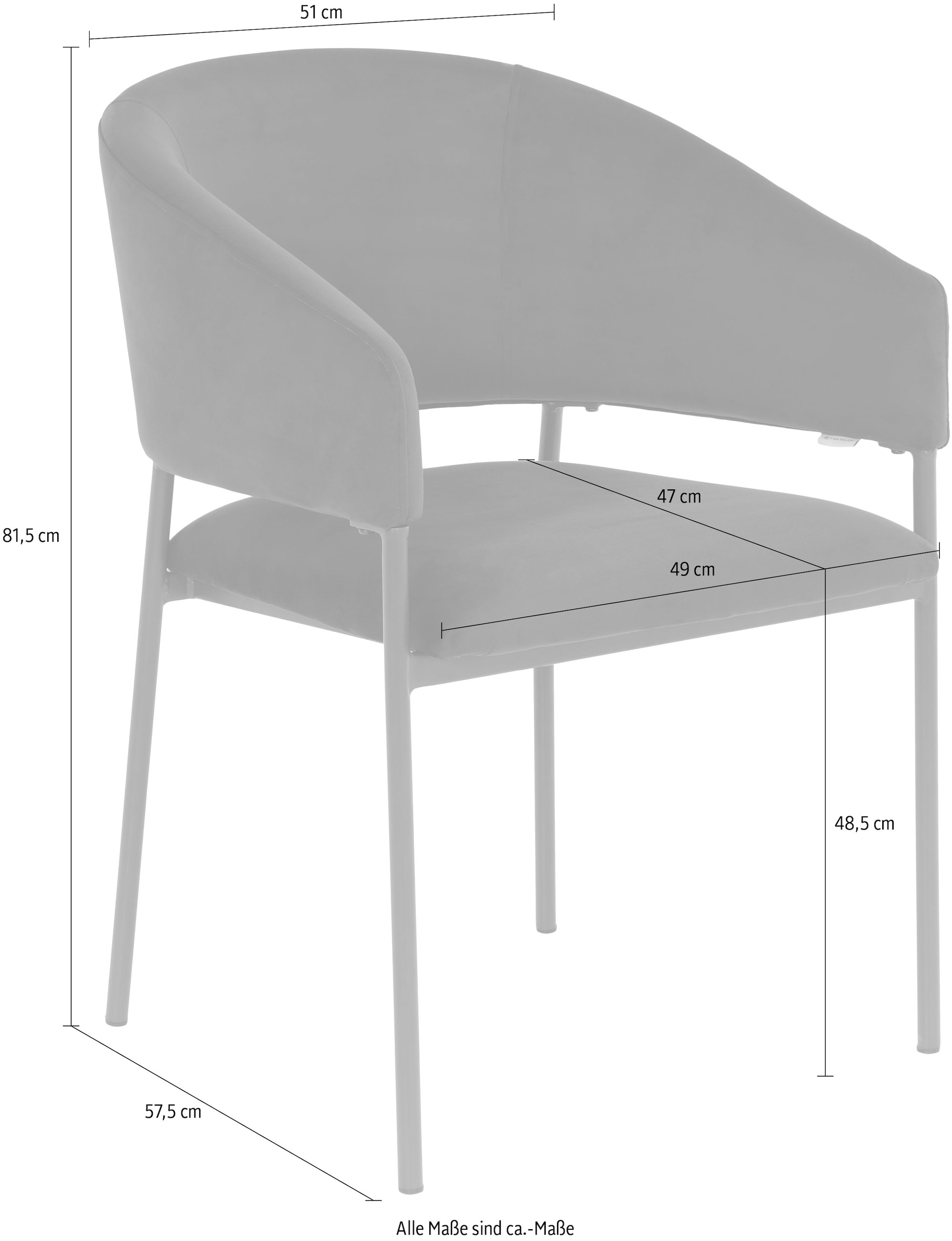 TOM TAILOR HOME Armlehnstuhl »EMBRACE ARMCHAIR«, (Set), 2 St., Samt, Esszimmerstuhl, mit Armlehnen, 4-Fussgestell, Rückenausschnitt