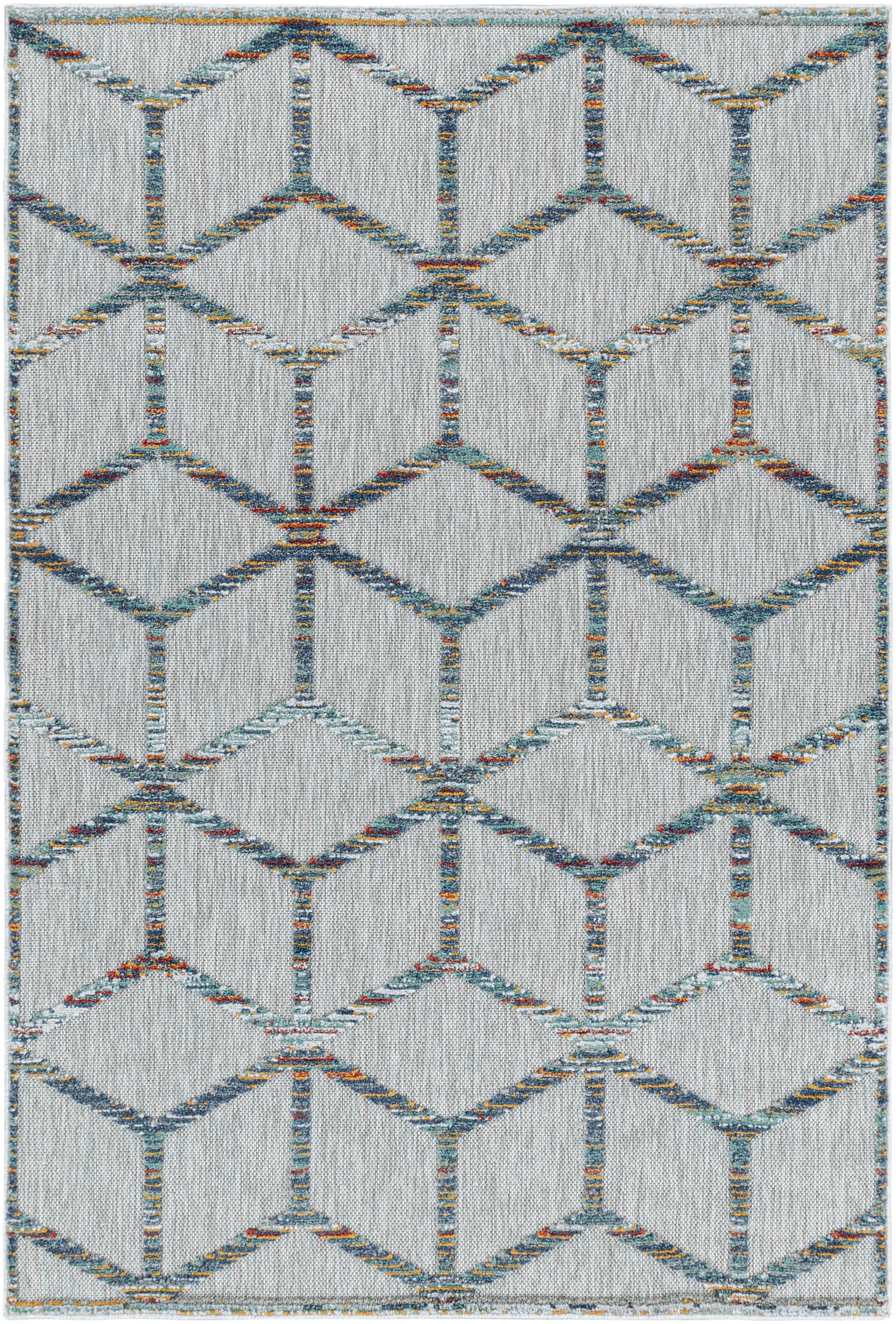 Ayyildiz Teppiche Teppich »BAHAMA 5151«, rechteckig, 8 mm Höhe, Läufer, Flachflor mit Hoch-Tief-Struktur, In-und Outdoor geeignet