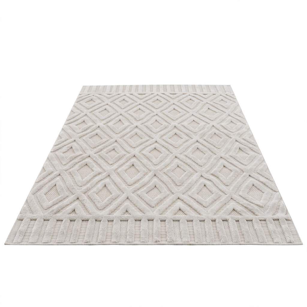 Image of Carpet City Teppich »SANTORINI 58377«, rechteckig, 5 mm Höhe, In- & Outdoor geeignet, 3D-Effekt, Rauten-Optik, im Boho Stil, ideale Teppiche für Wohnzimmer, Schlafzimmer, Flur, Balkon & Terrasse bei Ackermann Versand Schweiz