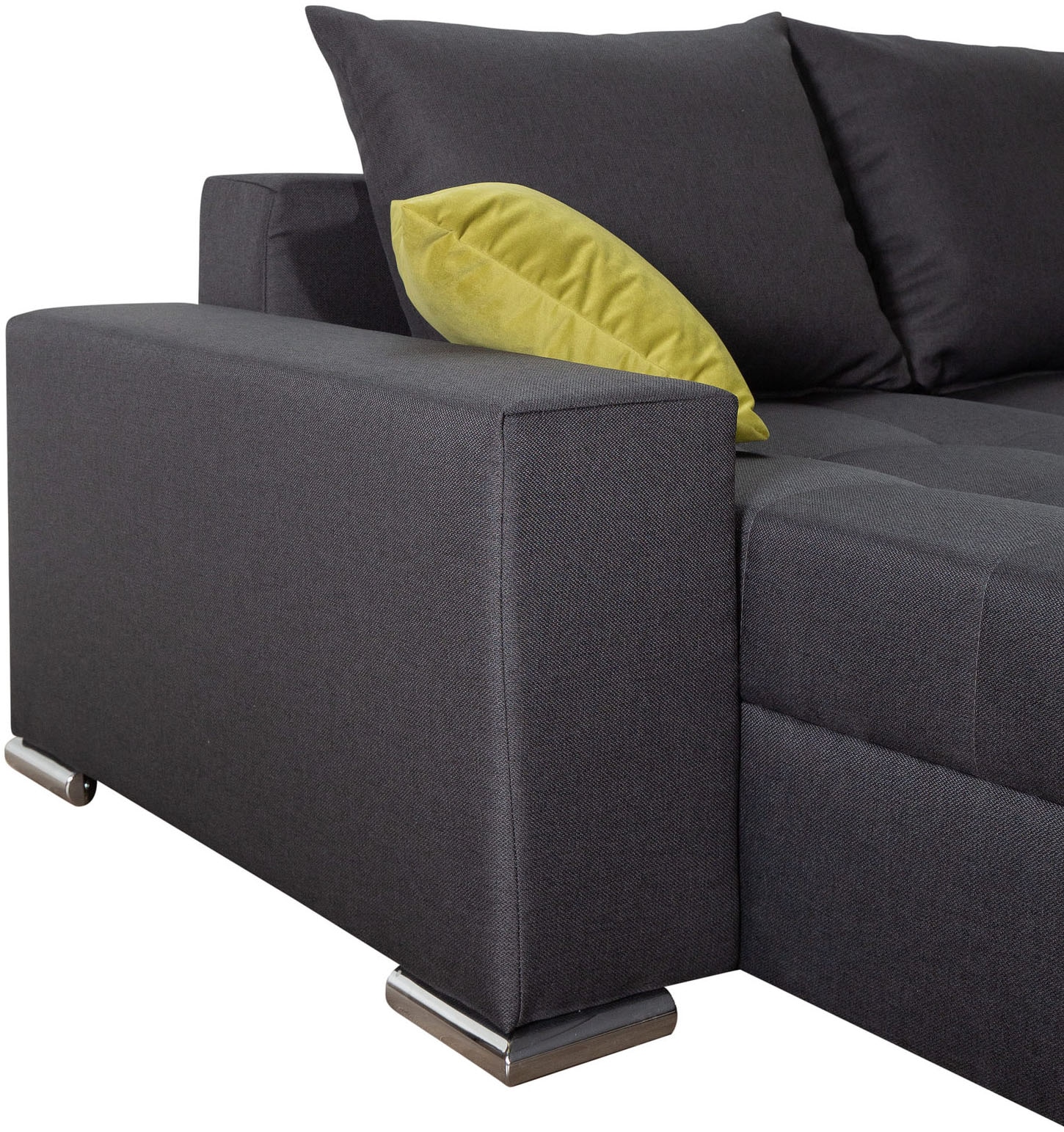 COLLECTION AB Wohnlandschaft »XL-Josy U-Form, Breite 313 cm, Flachgewebe, Struktur, Kunstleder«, inkl. Bettfunktion, Bettkasten, mit 4 gleich grossen Rückenkissen