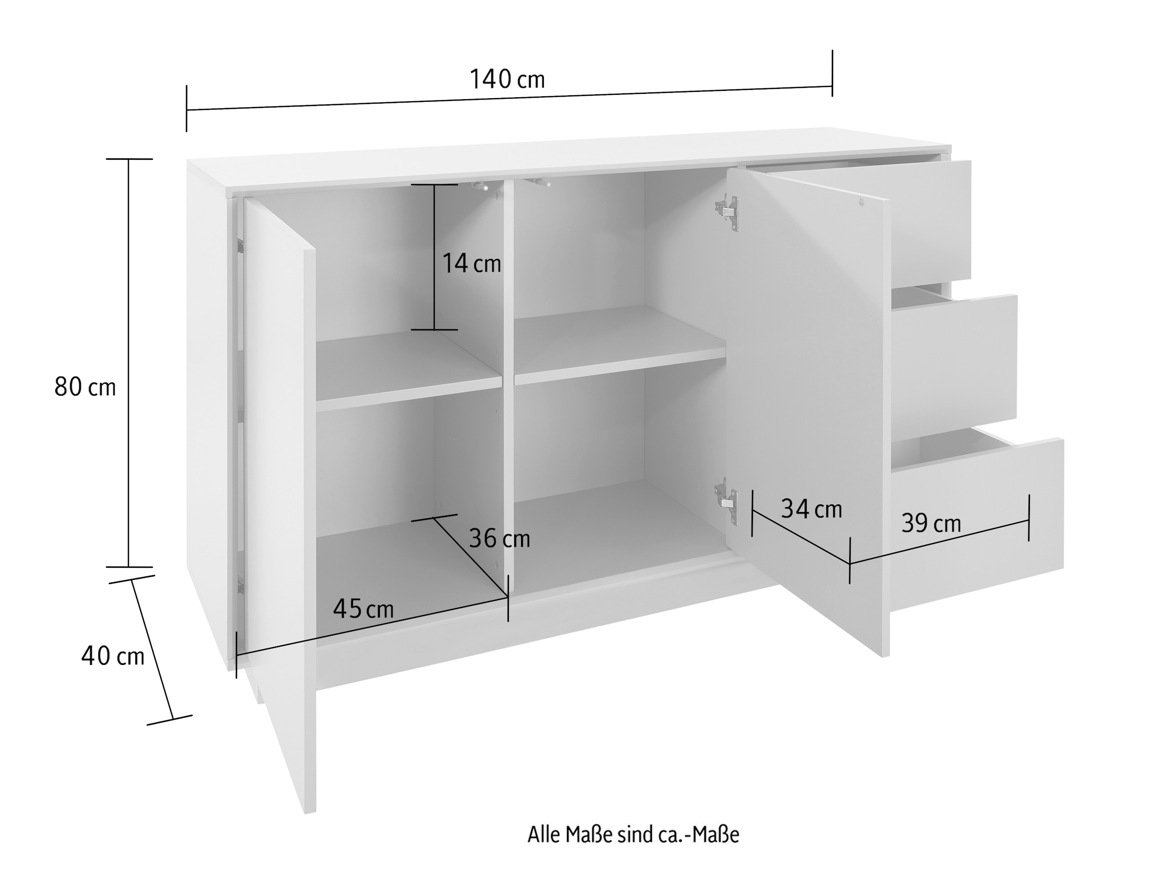 homsy by Ana Johnson Sideboard »Storvia« seidenmatte Lackierung, geräuschlose Soft-Close-Schubladen, B 140 cm