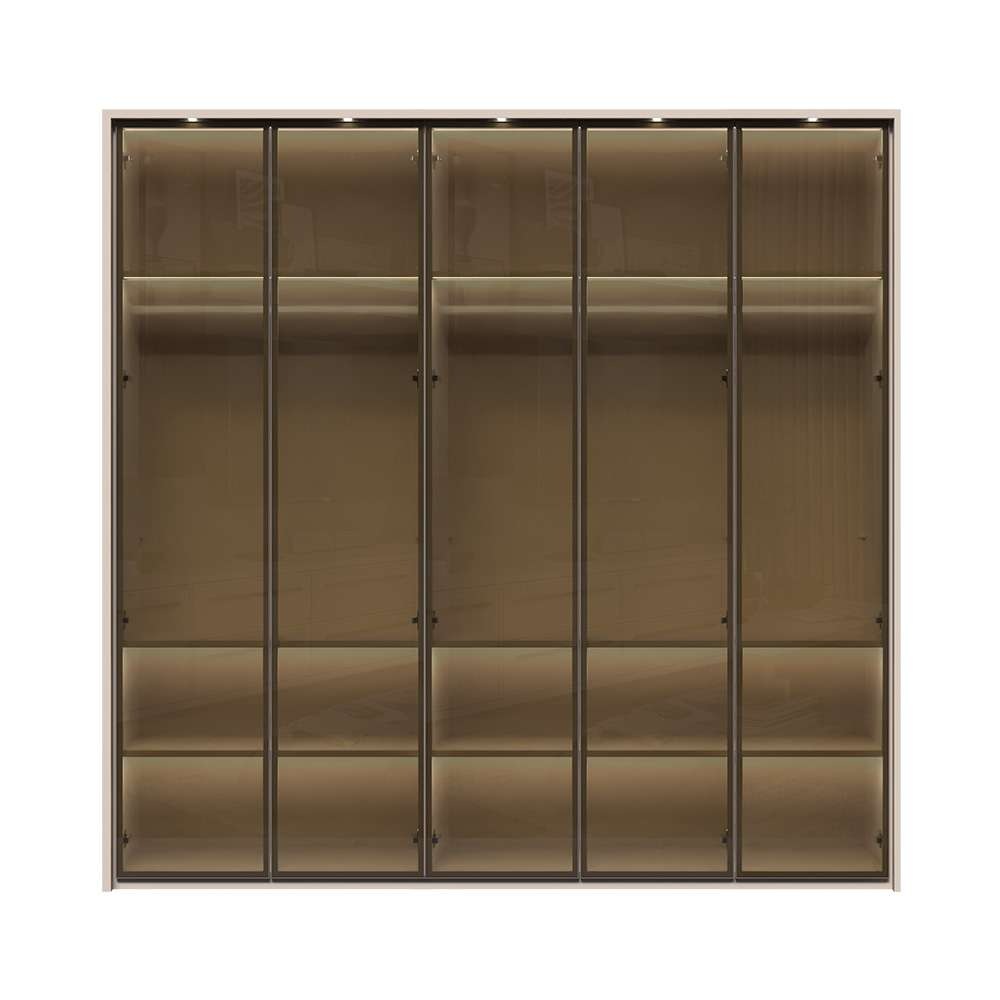 Image of GOODproduct Drehtürenschrank "Opera Parsol-Glastüren, LED-Glasbodenbeleuchtung, mit und ohne Kranz" Glastüren, UV-Lack, LED-Innenbeleuchtung, Soft-Close-Funktion