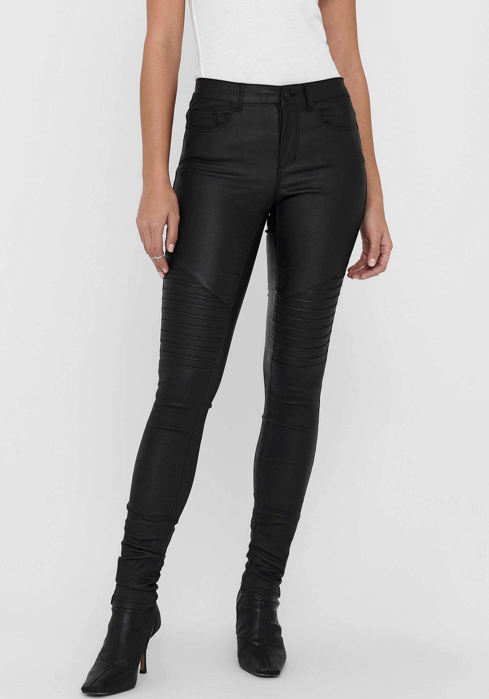 ONLY Lederimitathose »ONLNEW ROYAL REG SK. BIKER COAT PNT« kaufen