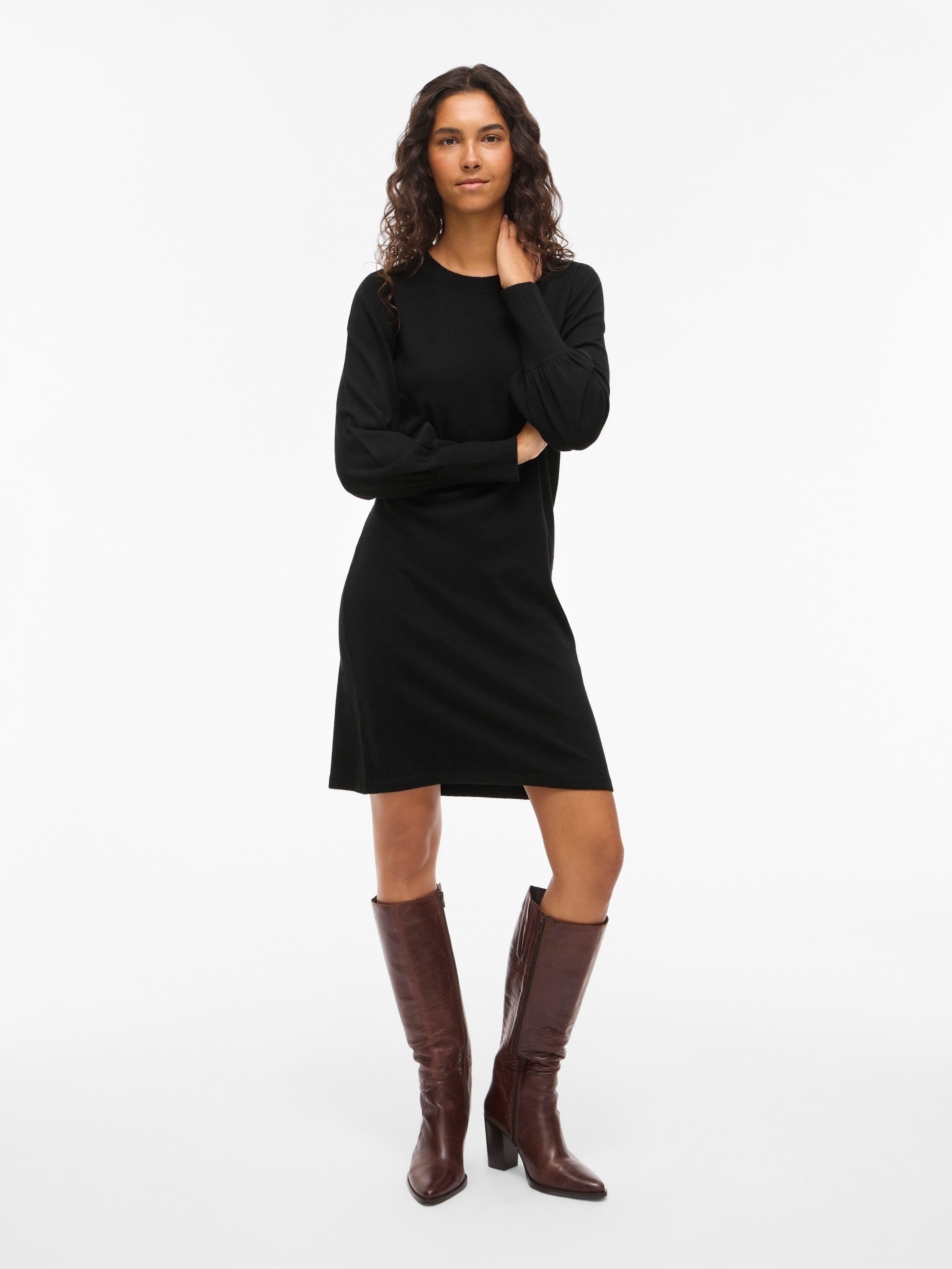 Vila Strickkleid »VIKERRY O-NECK KNIT DRESS - NOOS« Materialmix, regular fit