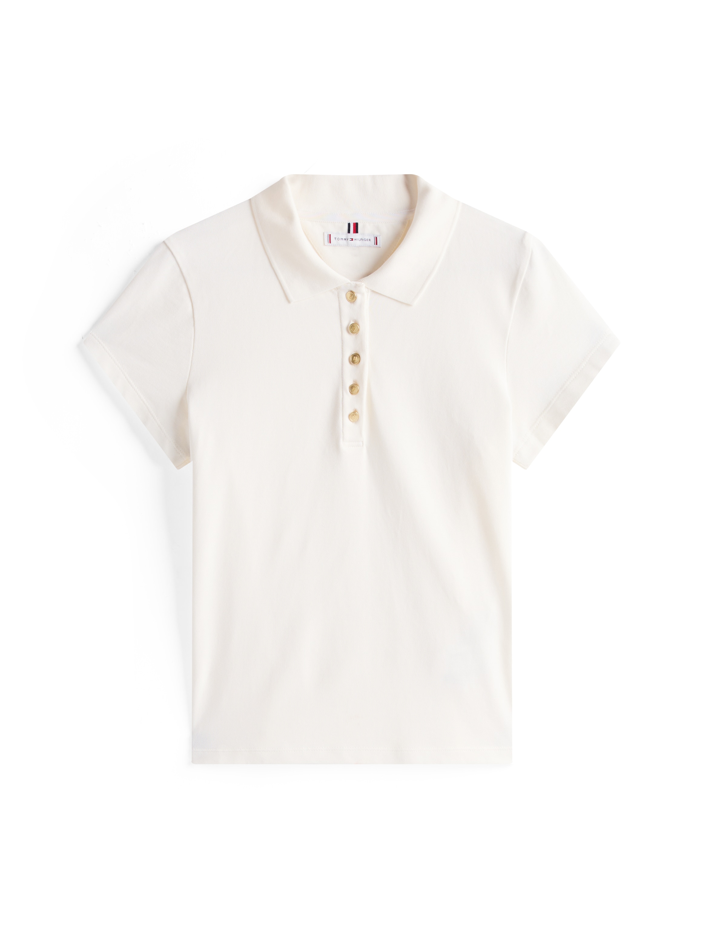 Tommy Hilfiger Poloshirt »GOLD BUTTON SLIM SS POLO«, mit goldfarbenen Knopf