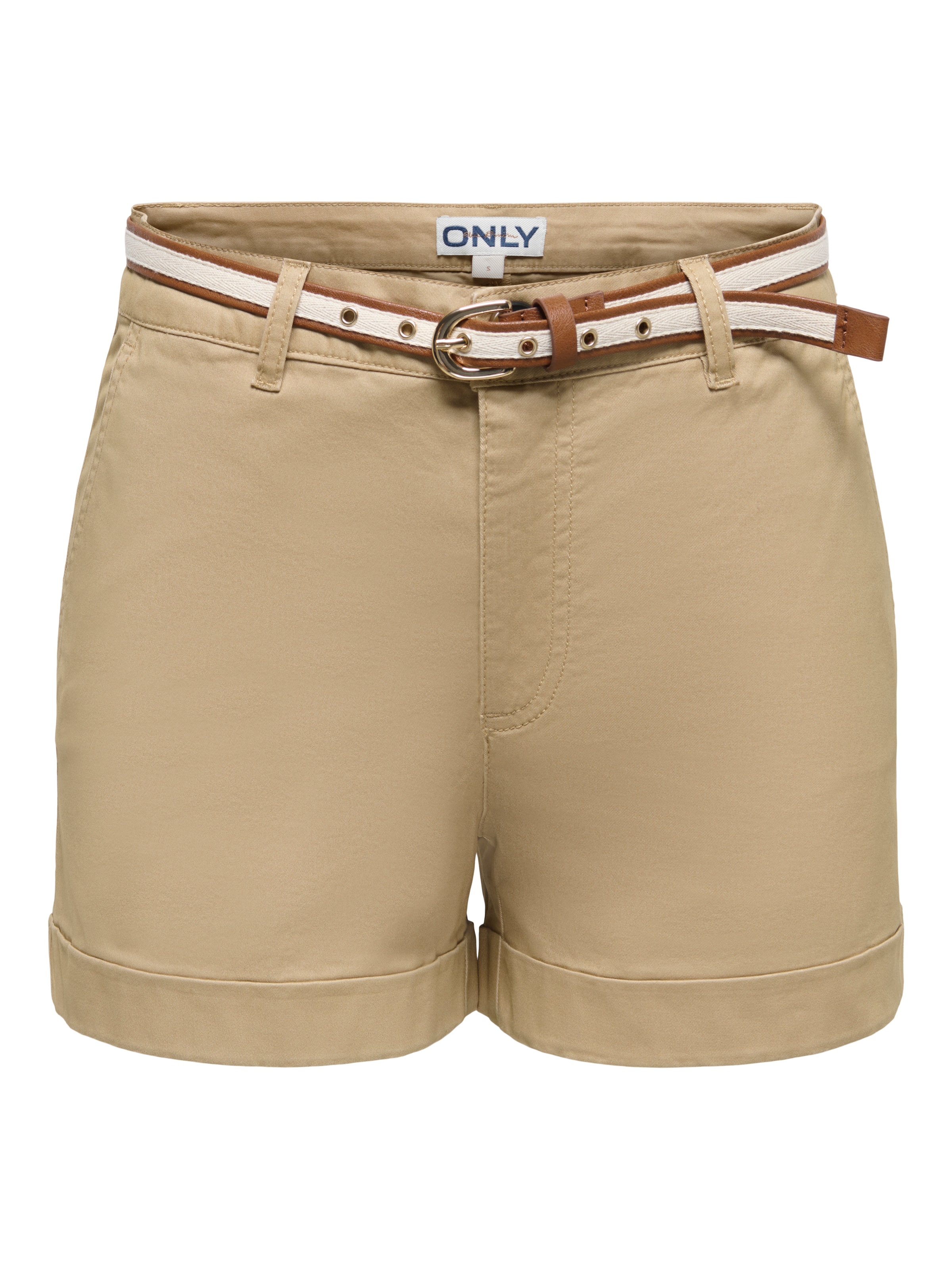 Image of ONLY Shorts "ONLTRINY MW BELT SHORTS PNT" Baumwollmischung, regular fit, Regular Waist